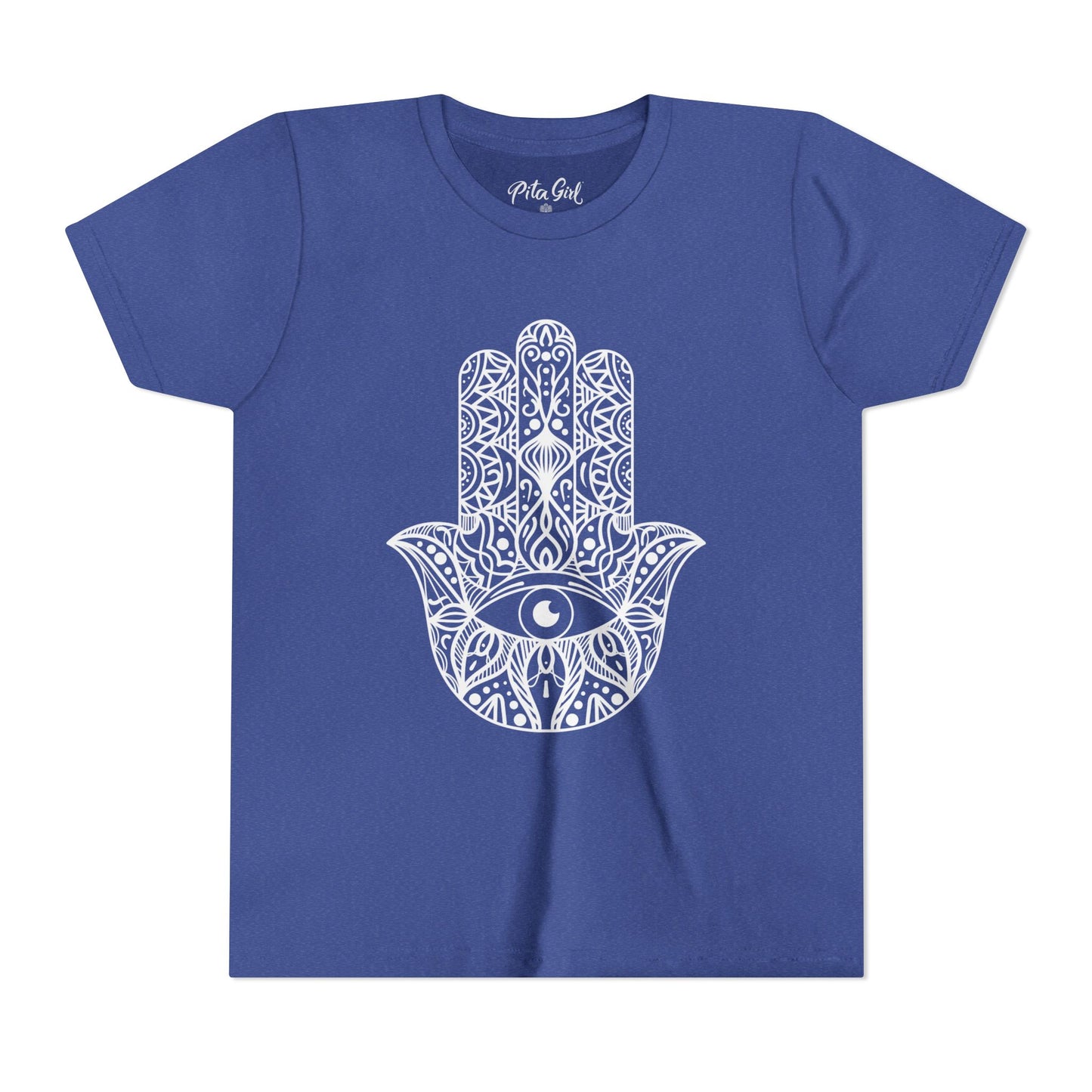 Youth Short Sleeve Tee with Hamsa Design - Boho Chic T-Shirt for Spiritual Kids