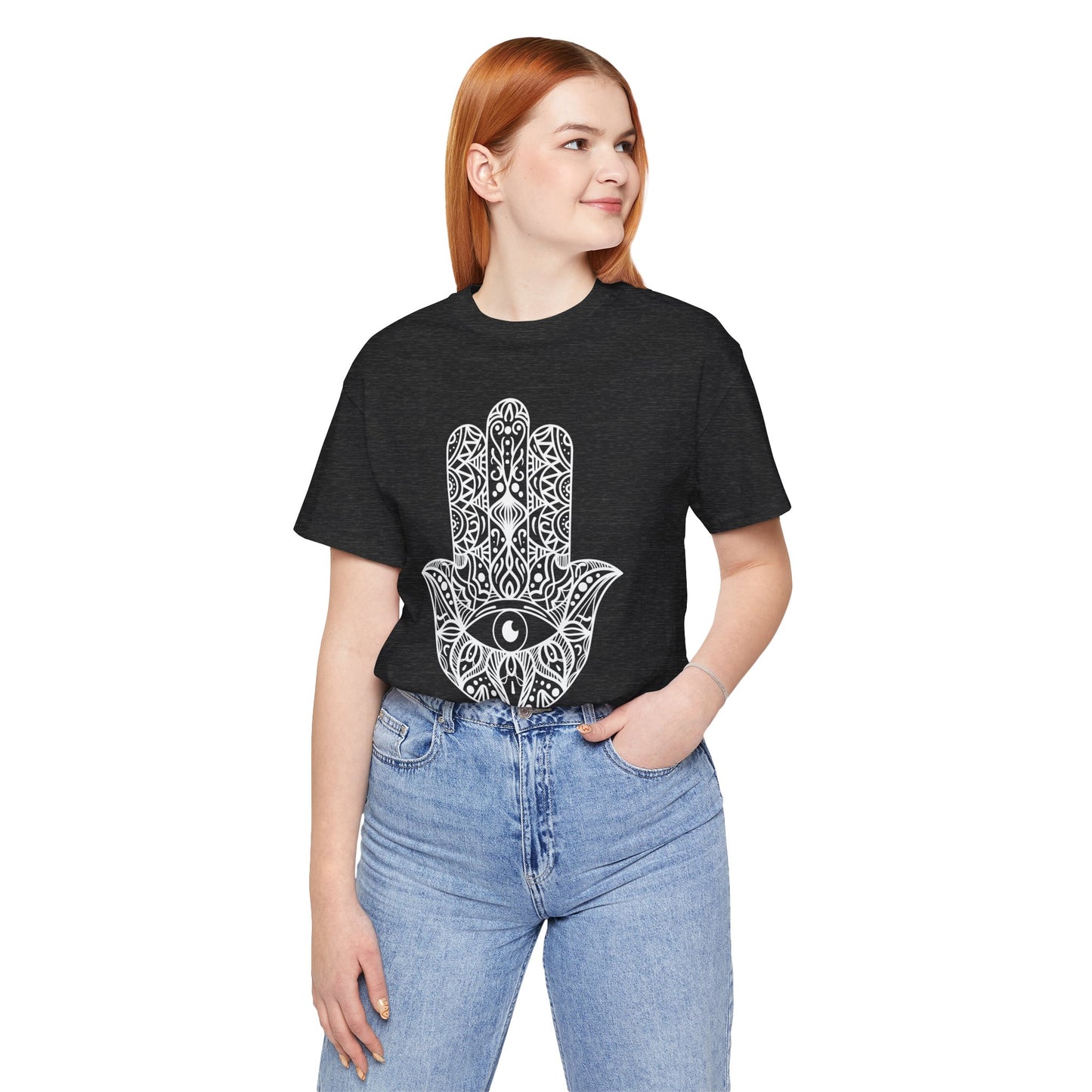 Pita Girl® Hamsa Palm Hand  Unisex Jersey Tee - Casual Comfort for Food Lovers