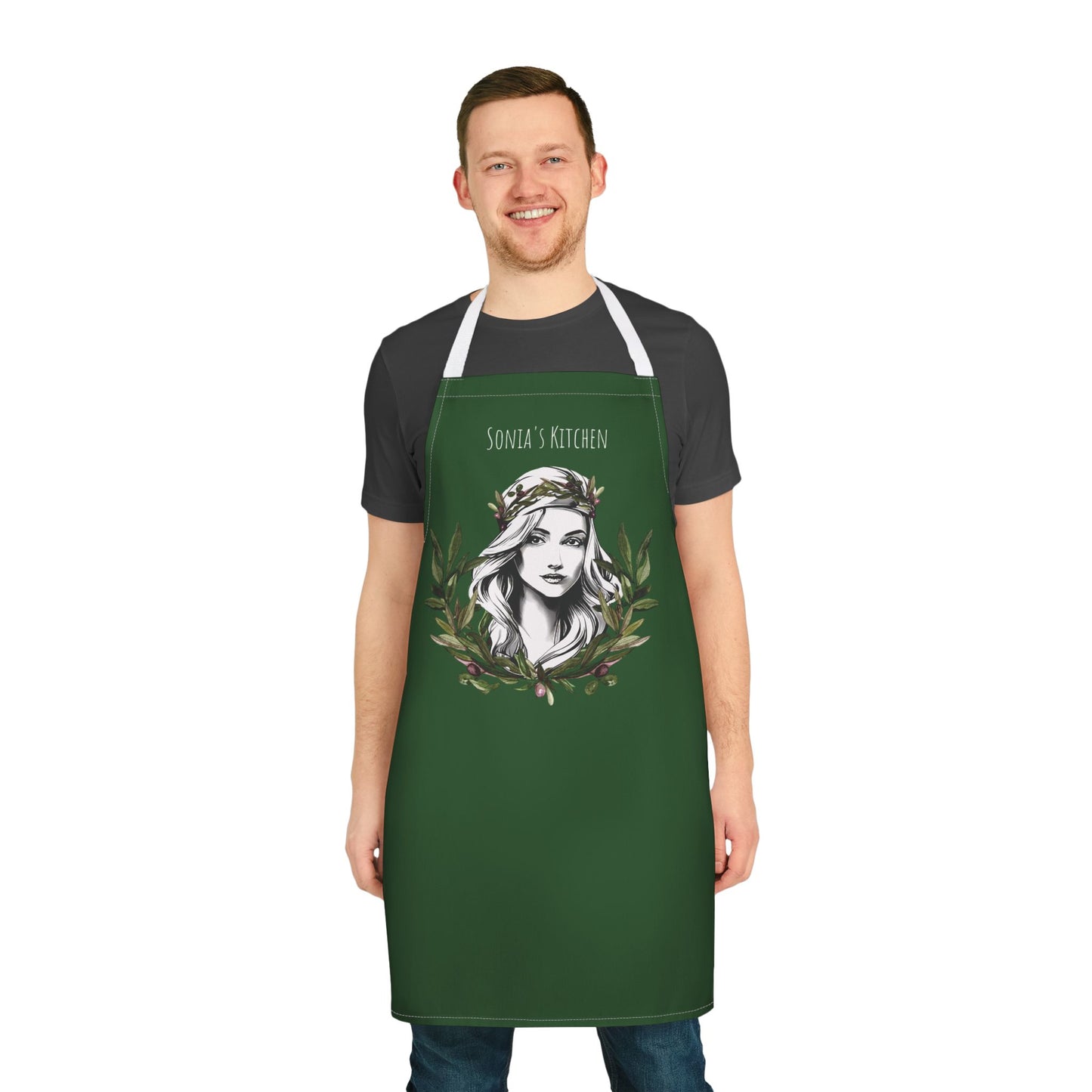 Personalized Pita Girl Wreath Apron with 5-Color Straps - Perfect for Cooking & Gift Giving