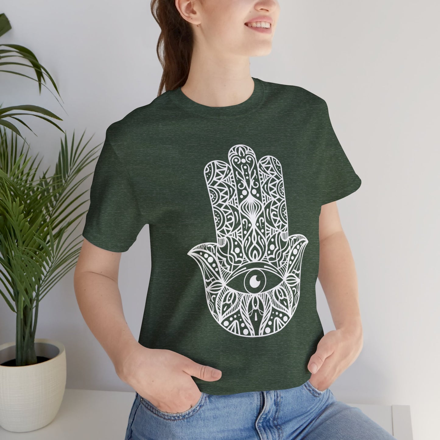 Pita Girl® Hamsa Palm Hand  Unisex Jersey Tee - Casual Comfort for Food Lovers