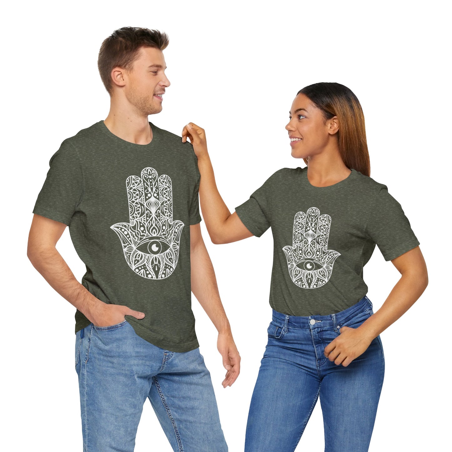 Pita Girl® Hamsa Palm Hand  Unisex Jersey Tee - Casual Comfort for Food Lovers
