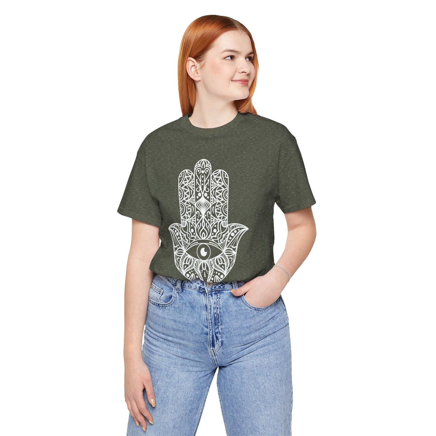 Pita Girl® Hamsa Palm Hand  Unisex Jersey Tee - Casual Comfort for Food Lovers