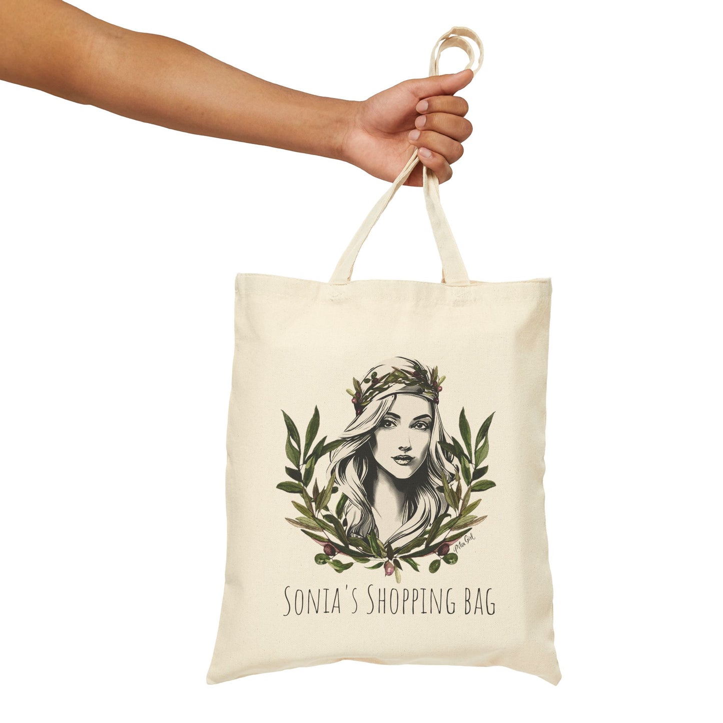 Personalized Bohemian Floral Tote Bag - Eco-Friendly Canvas Carryall with Elegant Woman Design
