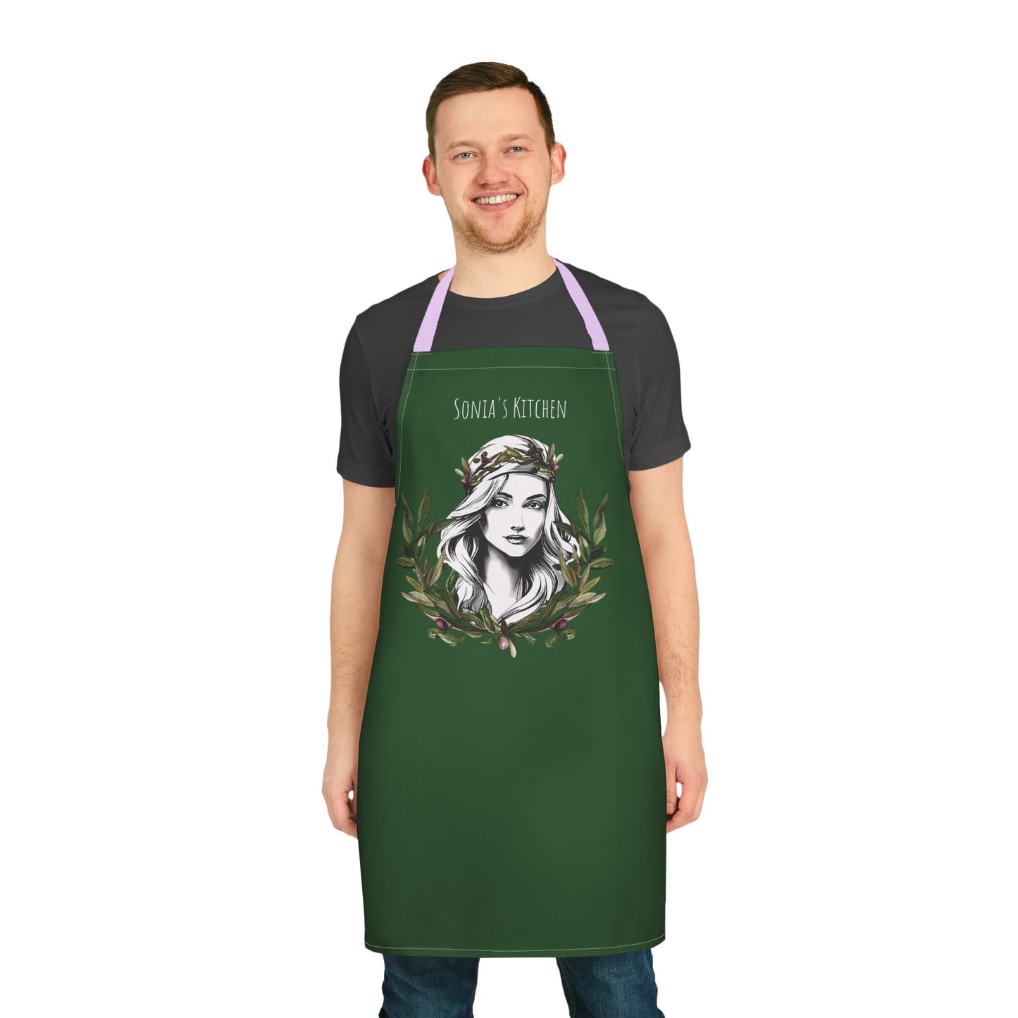 Personalized Pita Girl Wreath Apron with 5-Color Straps - Perfect for Cooking & Gift Giving