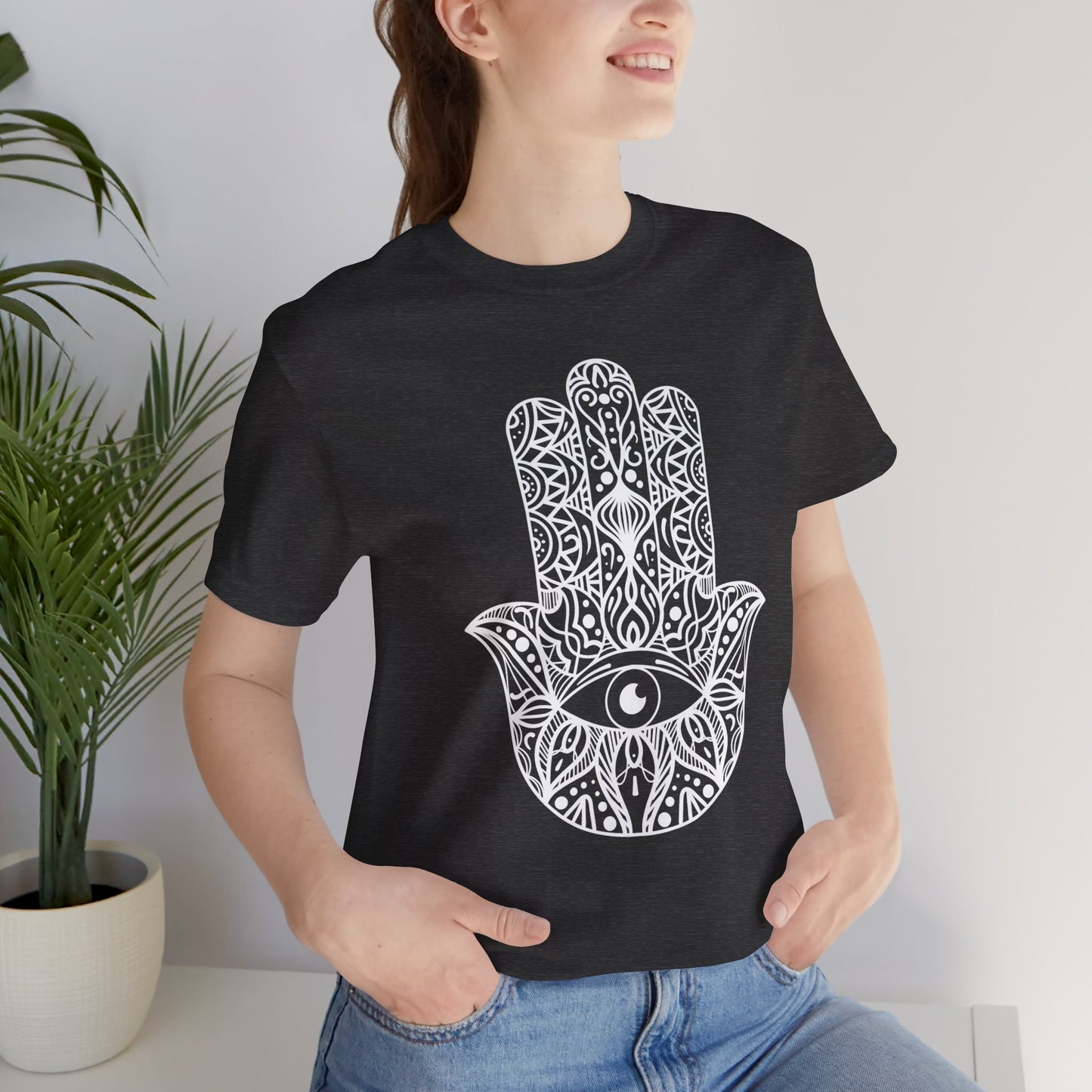 Pita Girl® Hamsa Palm Hand  Unisex Jersey Tee - Casual Comfort for Food Lovers