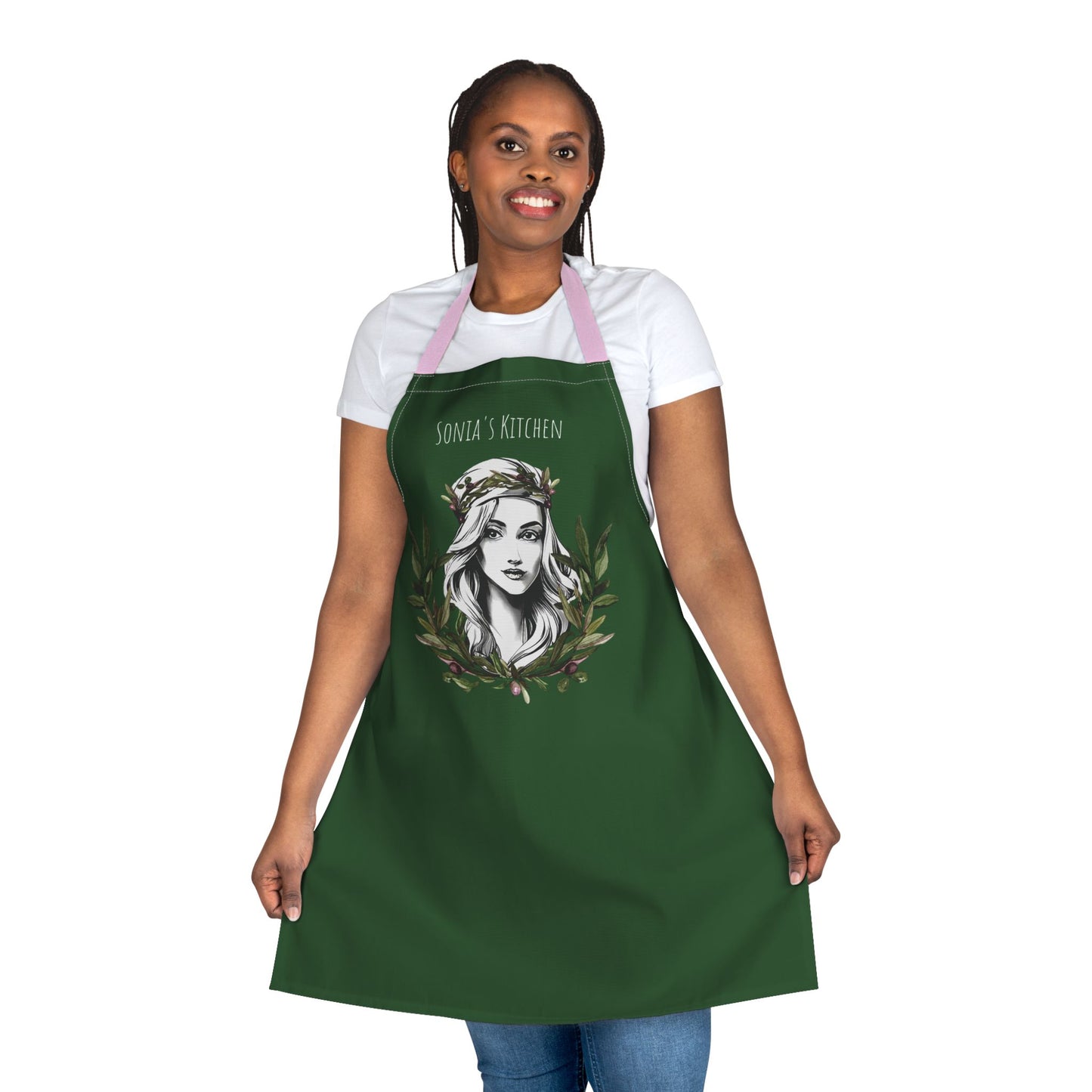 Personalized Pita Girl Wreath Apron with 5-Color Straps - Perfect for Cooking & Gift Giving