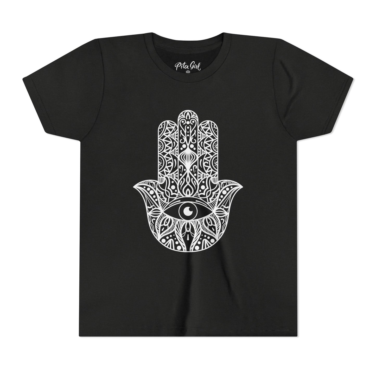 Youth Short Sleeve Tee with Hamsa Design - Boho Chic T-Shirt for Spiritual Kids