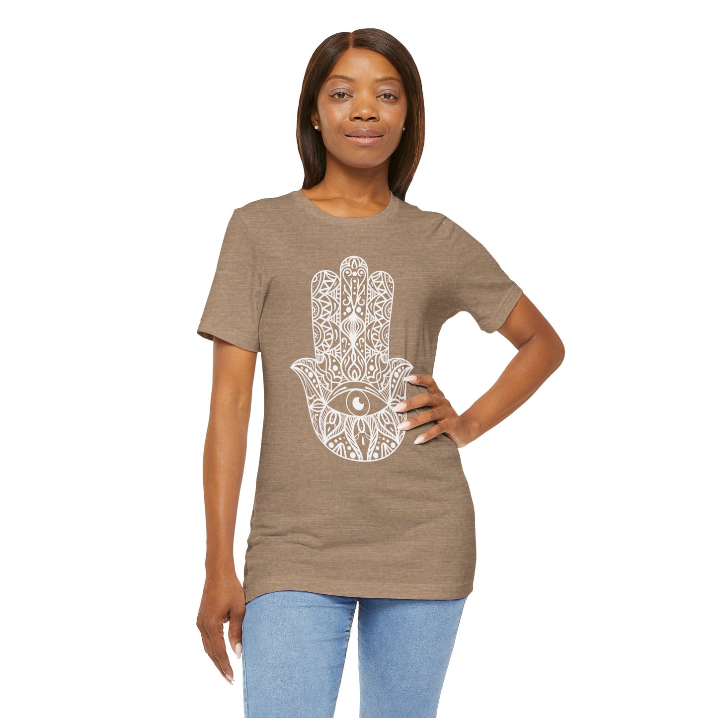 Pita Girl® Hamsa Palm Hand  Unisex Jersey Tee - Casual Comfort for Food Lovers