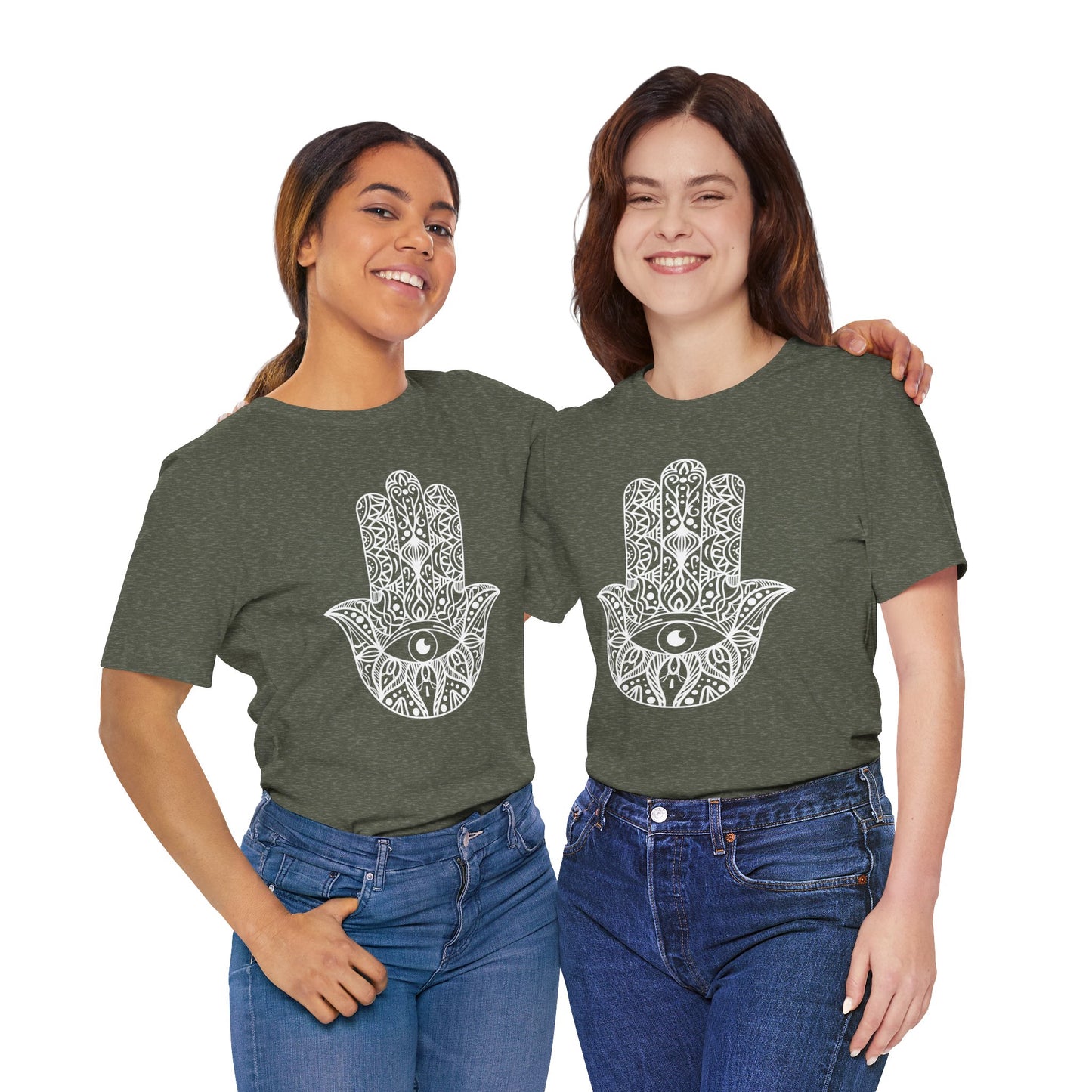 Pita Girl® Hamsa Palm Hand  Unisex Jersey Tee - Casual Comfort for Food Lovers