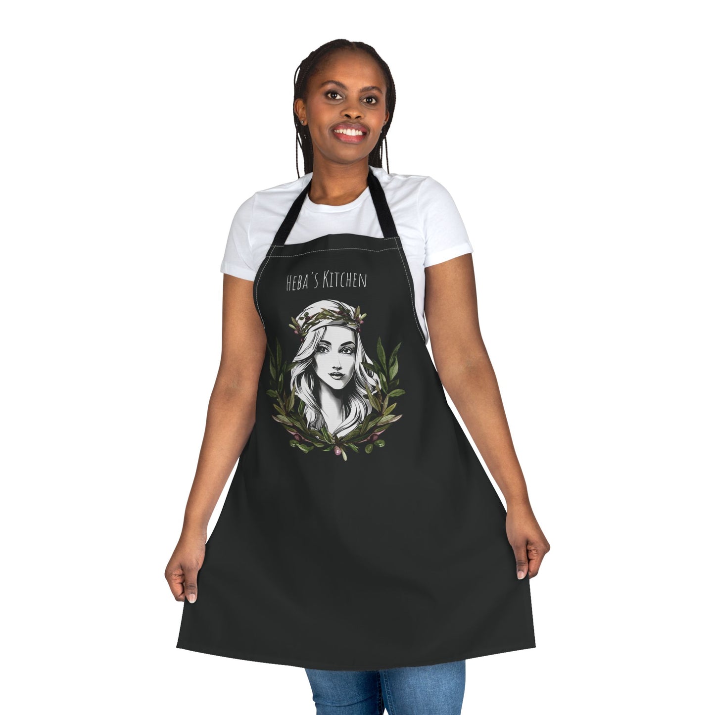Personalized Pita Girl Wreath Apron with 5-Color Straps - Perfect for Cooking & Gift Giving