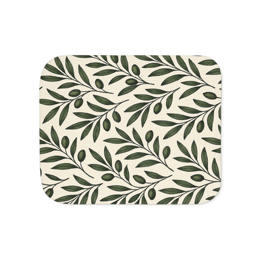 Cozy Olive Leaf Sherpa Blanket - Two Colors for Home Decor