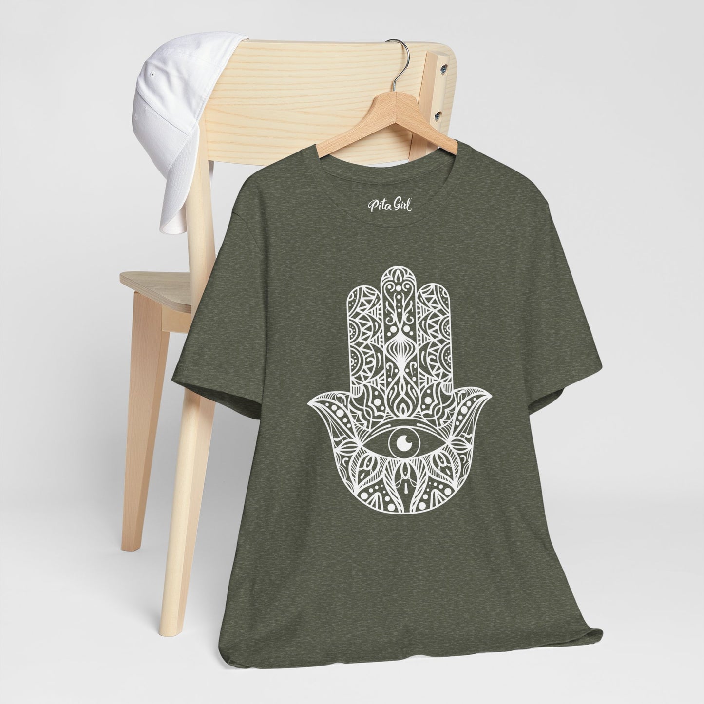 Pita Girl® Hamsa Palm Hand  Unisex Jersey Tee - Casual Comfort for Food Lovers