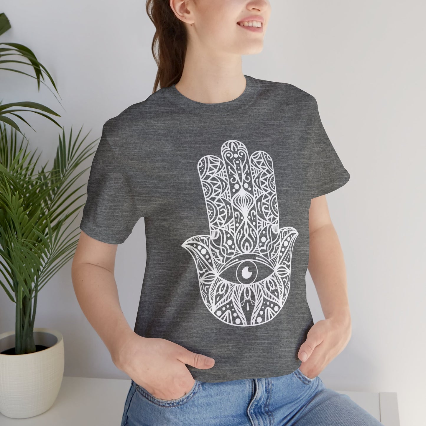 Pita Girl® Hamsa Palm Hand  Unisex Jersey Tee - Casual Comfort for Food Lovers
