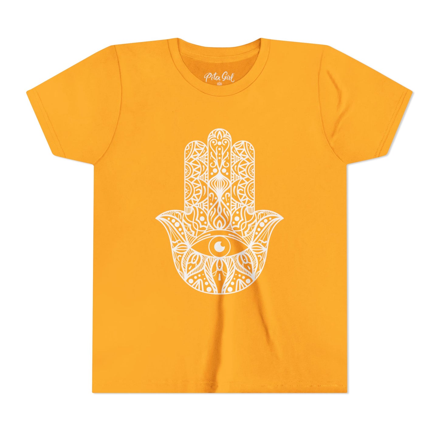 Youth Short Sleeve Tee with Hamsa Design - Boho Chic T-Shirt for Spiritual Kids