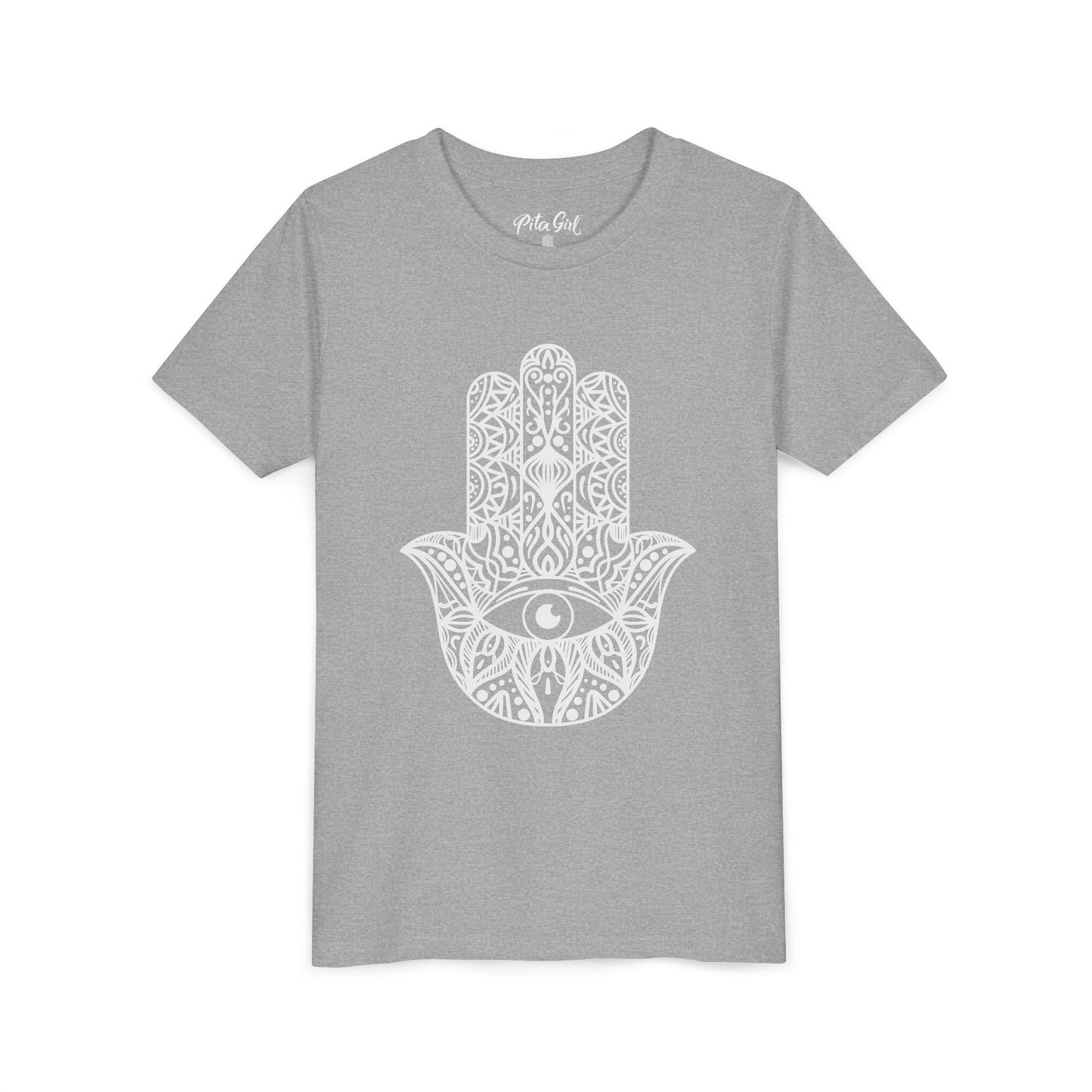 Youth Short Sleeve Tee with Hamsa Design - Boho Chic T-Shirt for Spiritual Kids