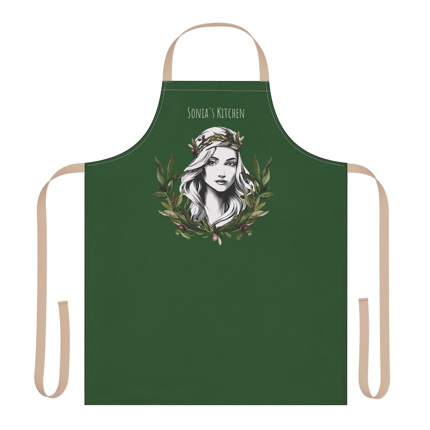 Personalized Pita Girl Wreath Apron with 5-Color Straps - Perfect for Cooking & Gift Giving