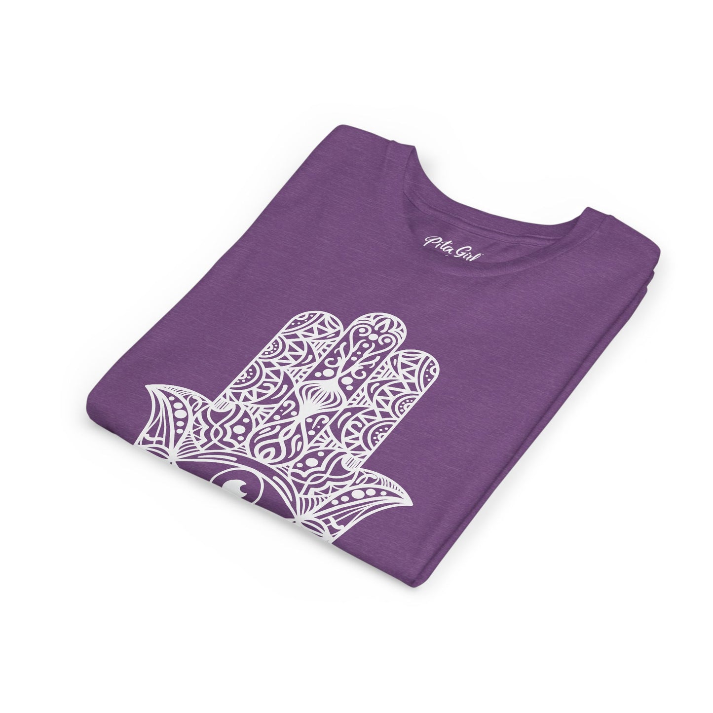 Youth Short Sleeve Tee with Hamsa Design - Boho Chic T-Shirt for Spiritual Kids