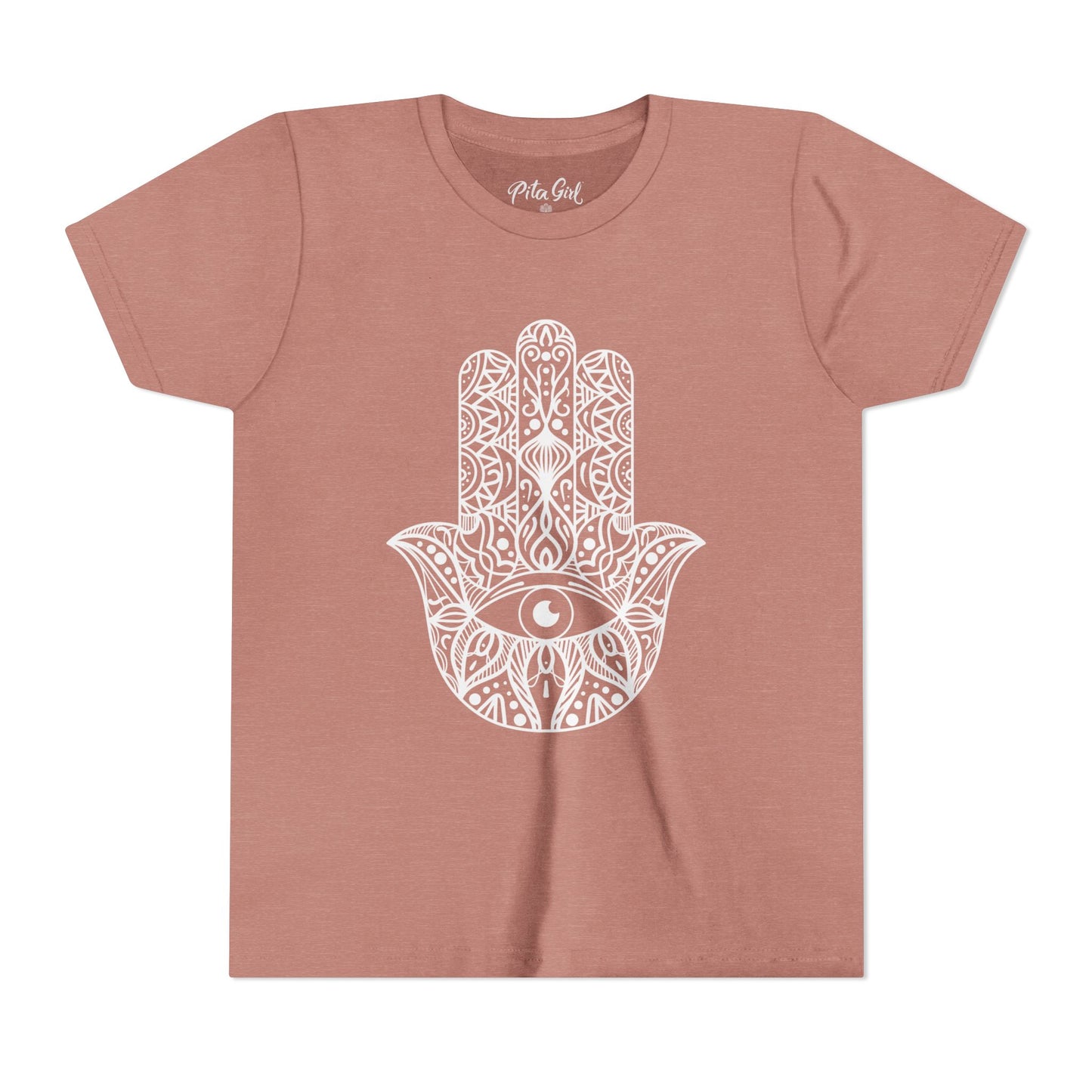 Youth Short Sleeve Tee with Hamsa Design - Boho Chic T-Shirt for Spiritual Kids