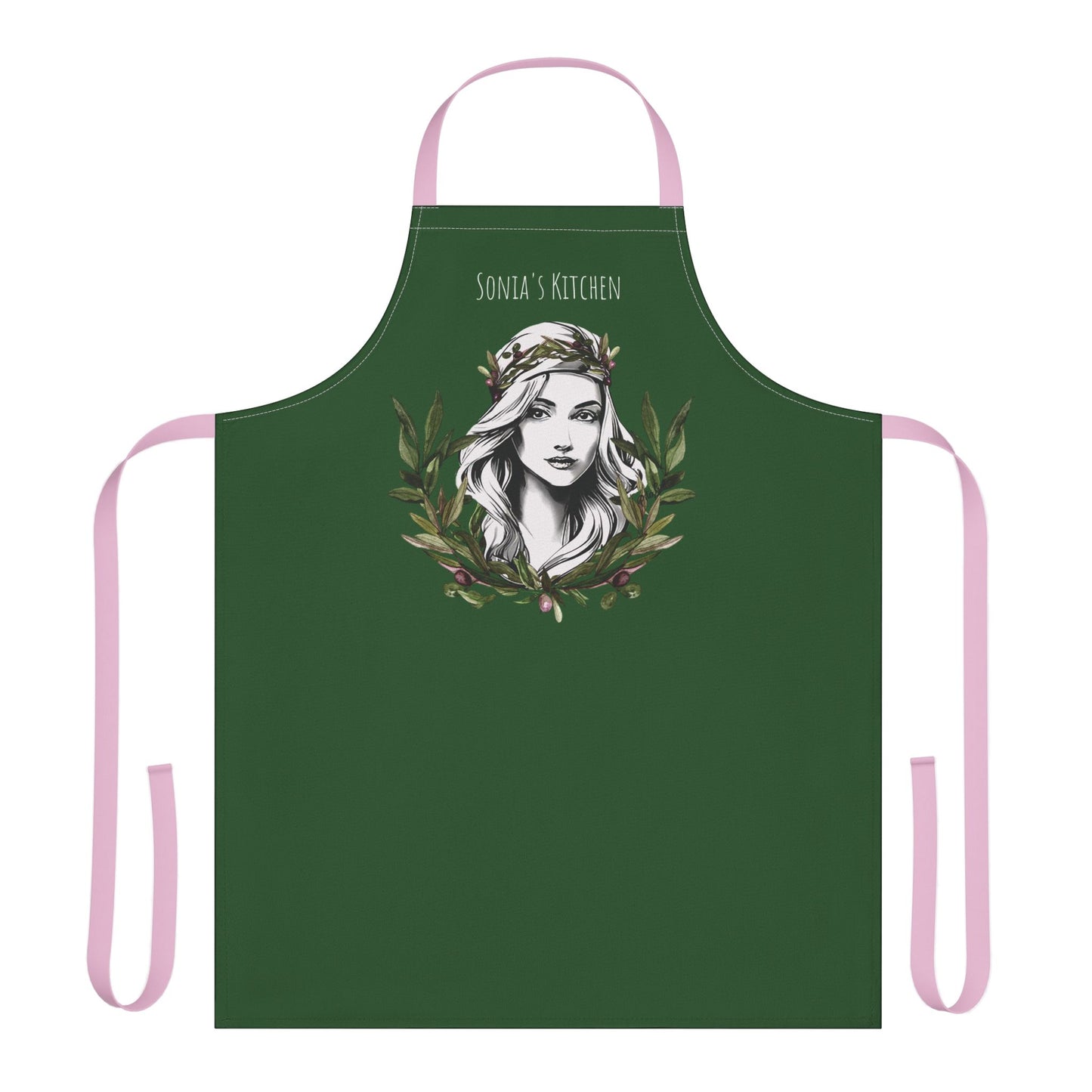 Personalized Pita Girl Wreath Apron with 5-Color Straps - Perfect for Cooking & Gift Giving