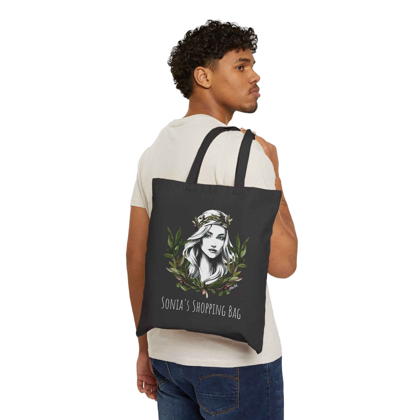Personalized Bohemian Floral Tote Bag - Eco-Friendly Canvas Carryall with Elegant Woman Design