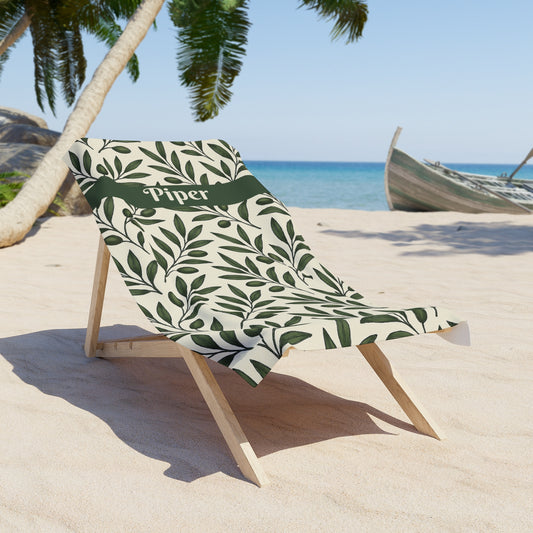 Personalized Olive Leaf Beach Towel | Stylish Summer Essential for Beach Lovers