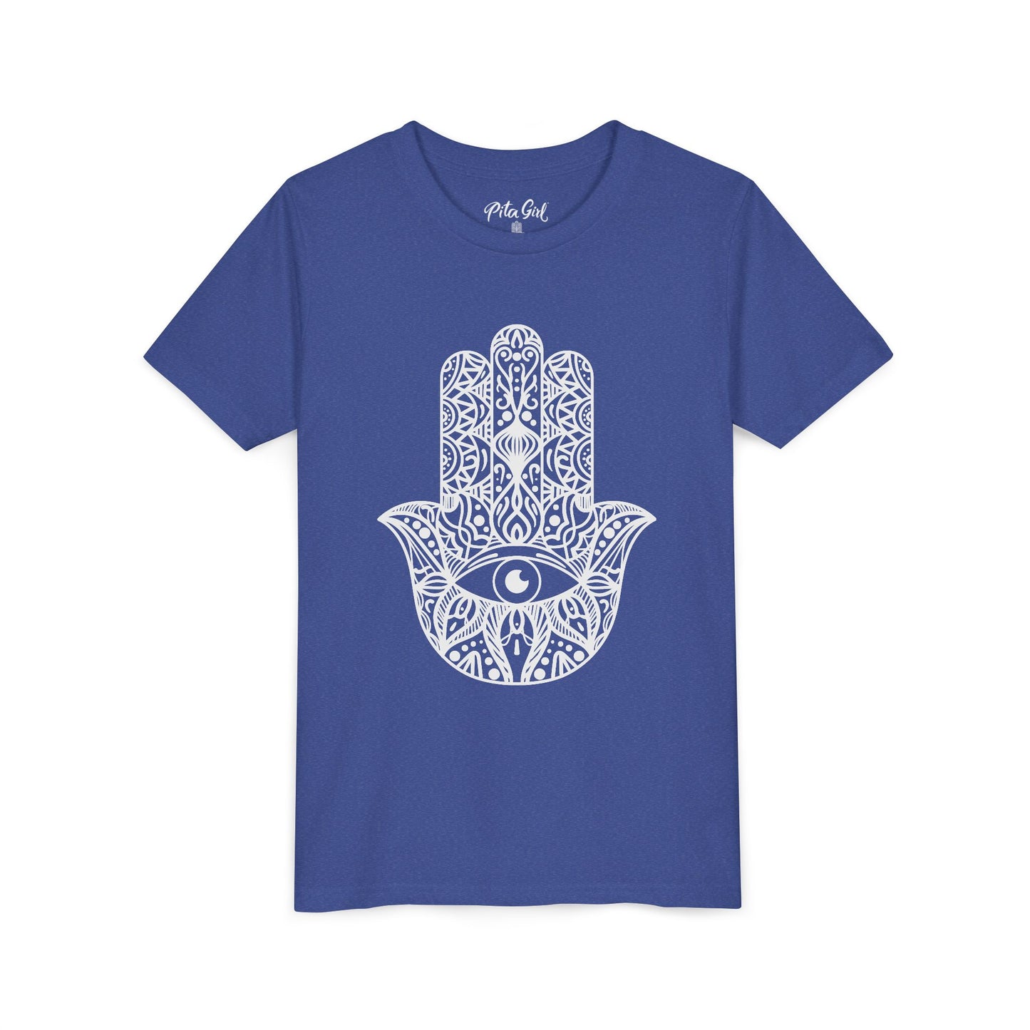 Youth Short Sleeve Tee with Hamsa Design - Boho Chic T-Shirt for Spiritual Kids