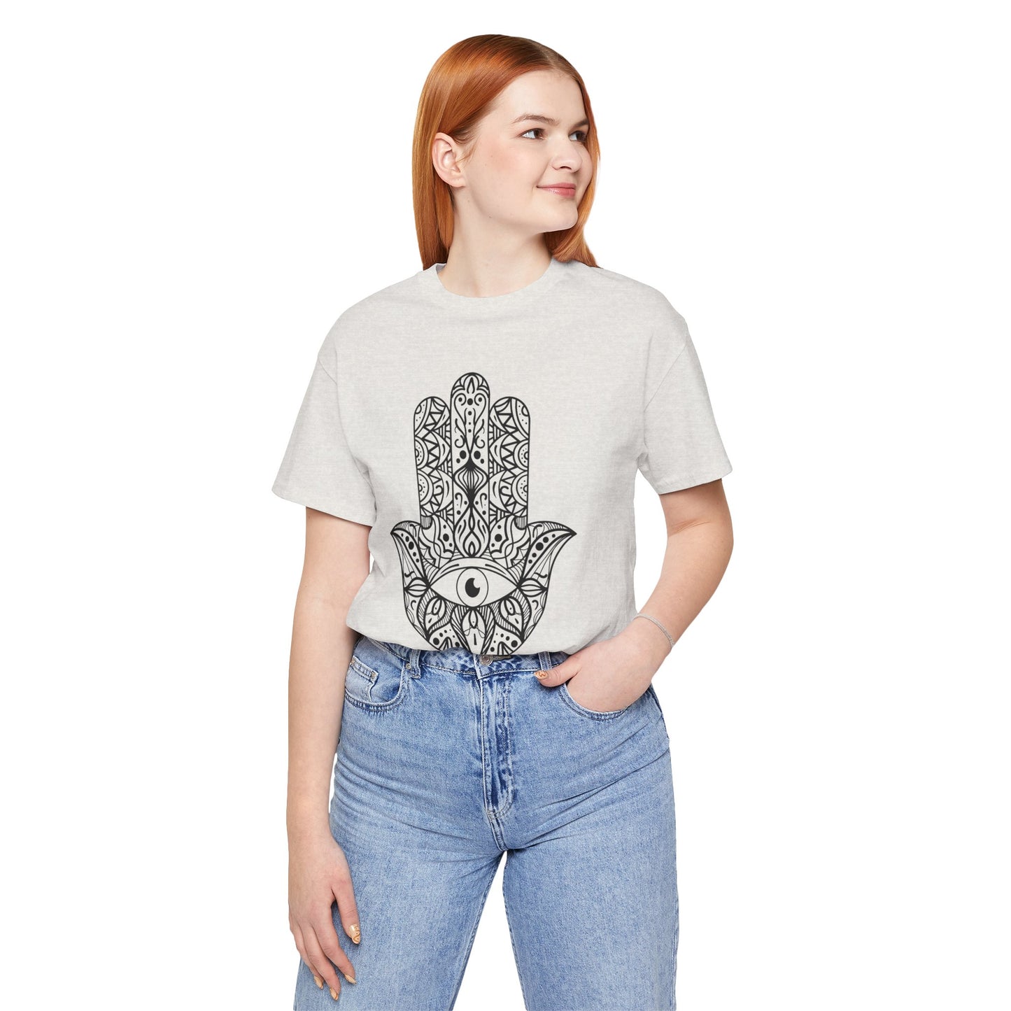 Pita Girl® Hamsa Palm Hand  Unisex Jersey Tee - Casual Comfort for Food Lovers