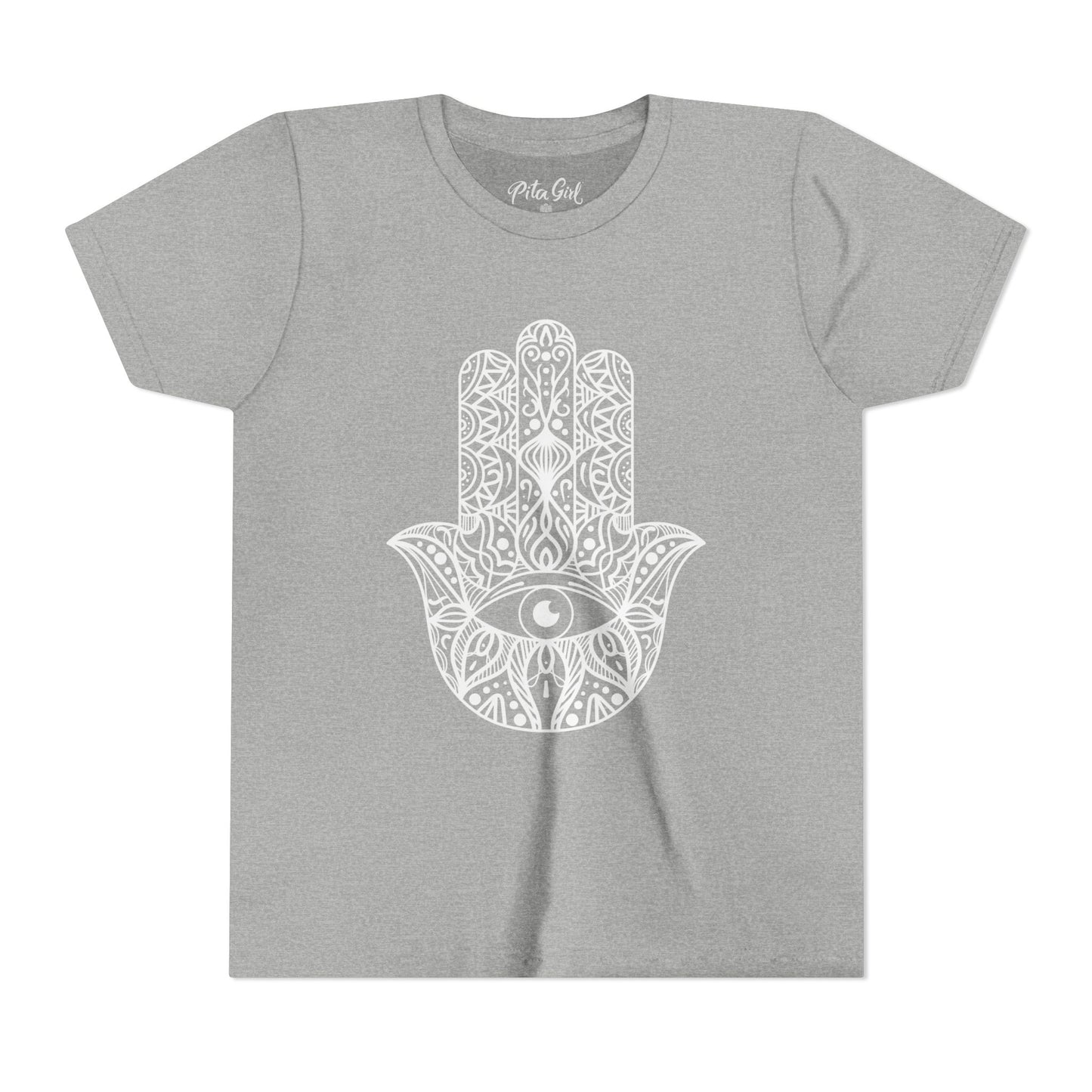 Youth Short Sleeve Tee with Hamsa Design - Boho Chic T-Shirt for Spiritual Kids