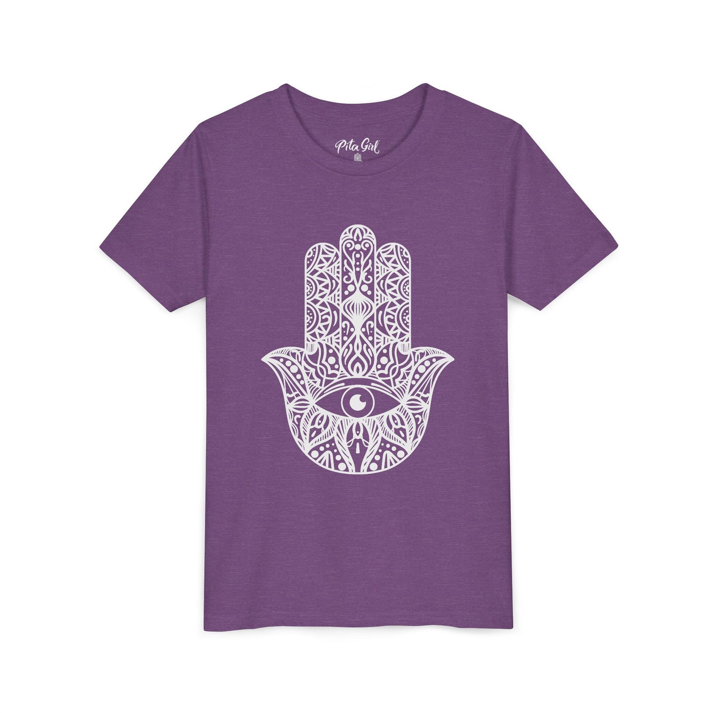 Youth Short Sleeve Tee with Hamsa Design - Boho Chic T-Shirt for Spiritual Kids