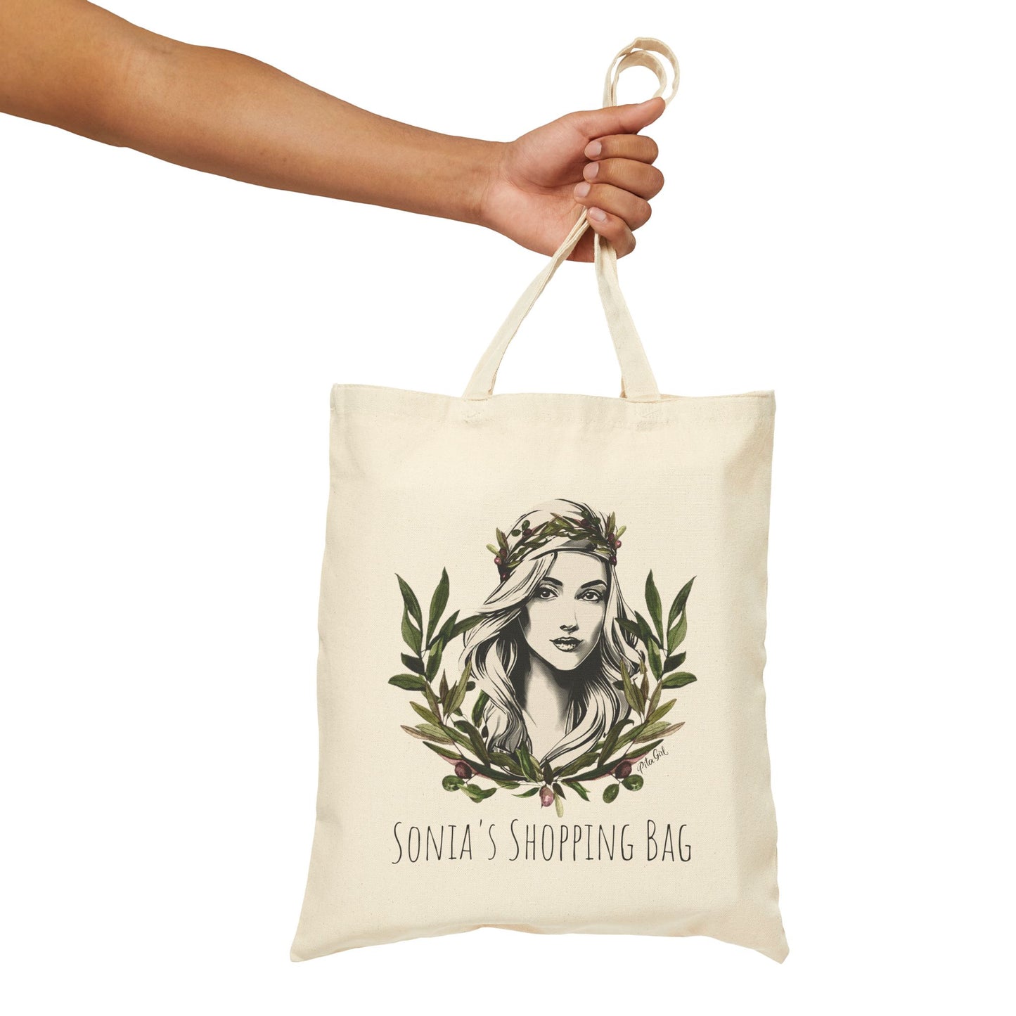Personalized Bohemian Floral Tote Bag - Eco-Friendly Canvas Carryall with Elegant Woman Design