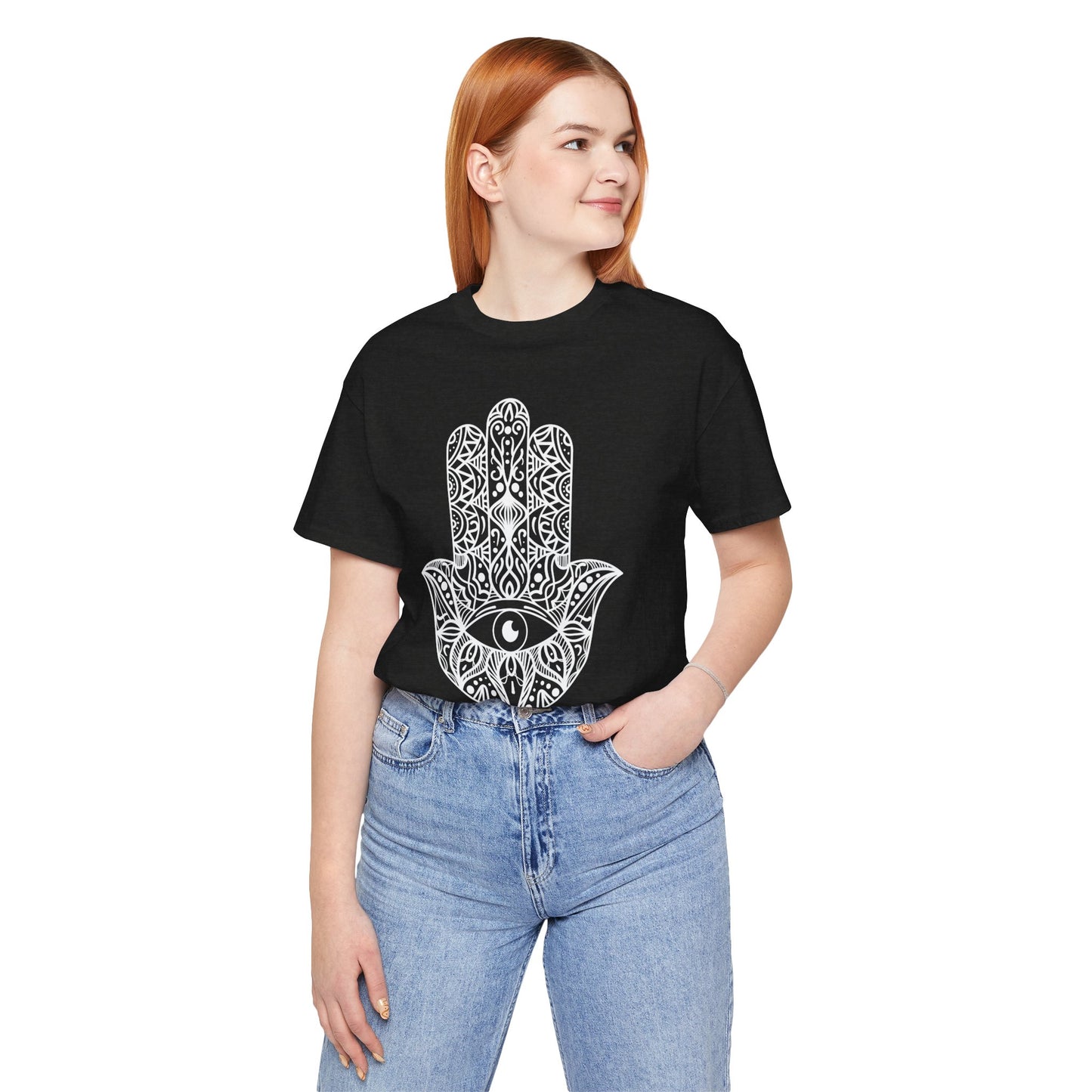 Pita Girl® Hamsa Palm Hand  Unisex Jersey Tee - Casual Comfort for Food Lovers