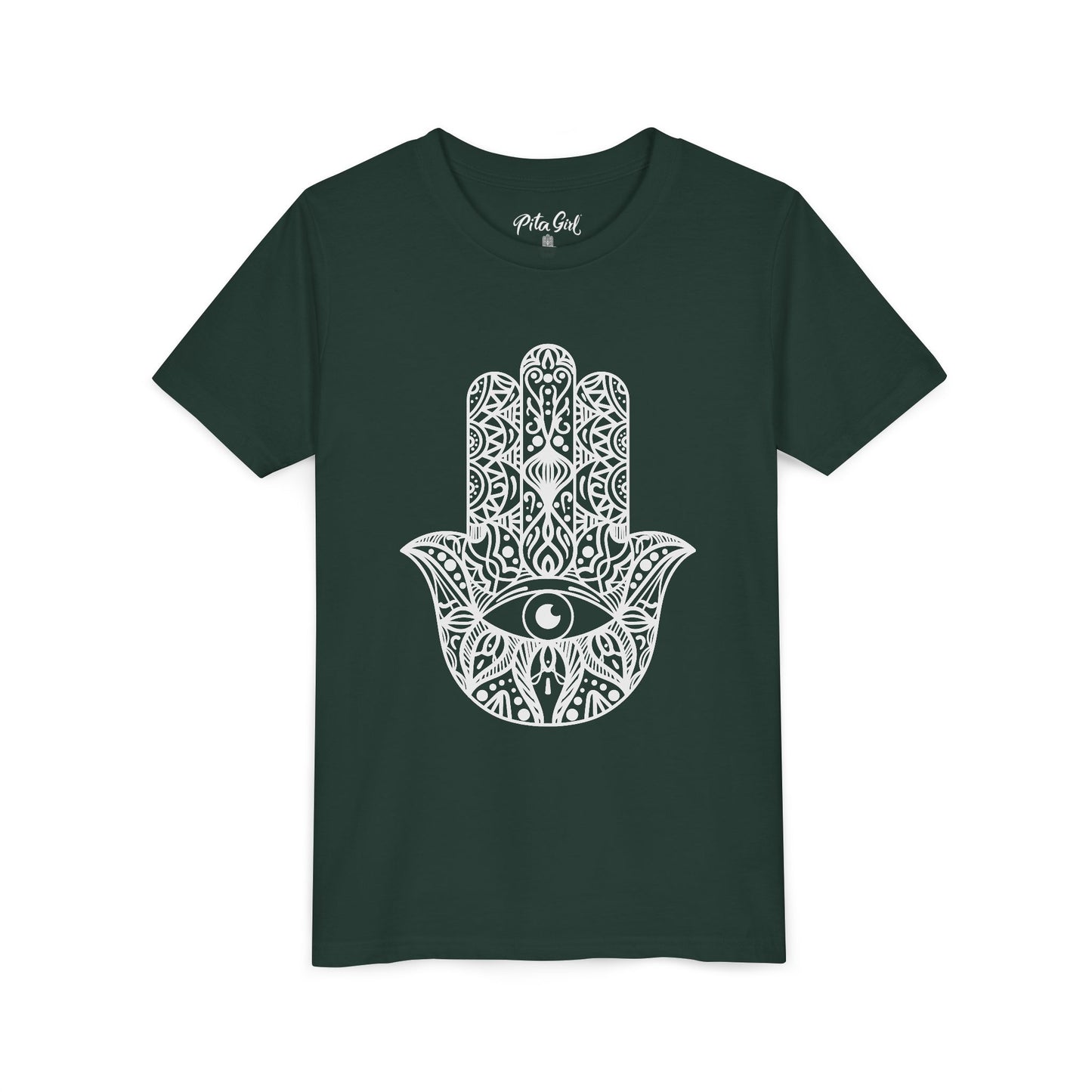Youth Short Sleeve Tee with Hamsa Design - Boho Chic T-Shirt for Spiritual Kids