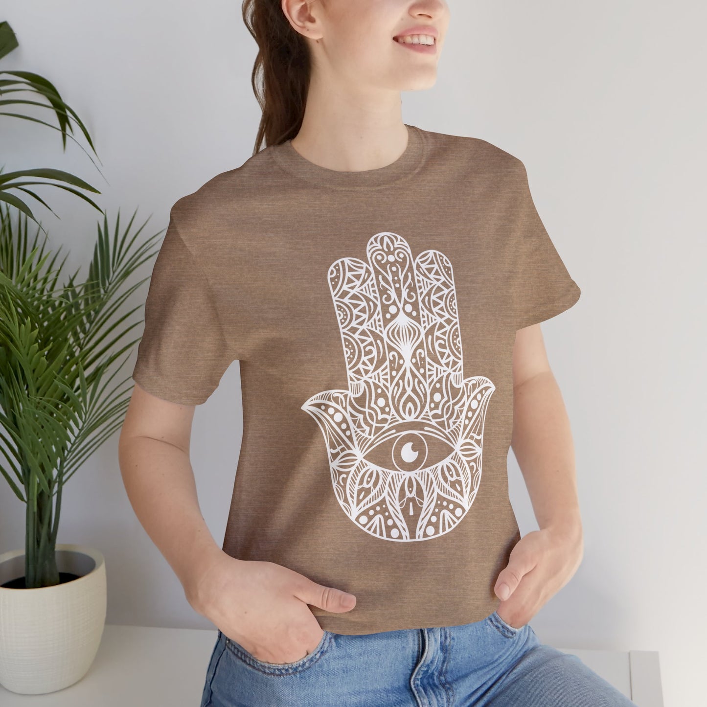 Pita Girl® Hamsa Palm Hand  Unisex Jersey Tee - Casual Comfort for Food Lovers