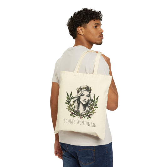 Personalized Bohemian Floral Tote Bag - Eco-Friendly Canvas Carryall with Elegant Woman Design