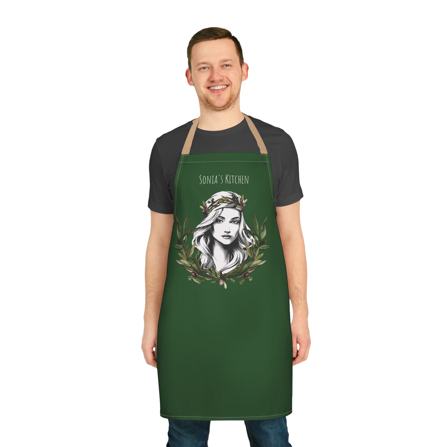 Personalized Pita Girl Wreath Apron with 5-Color Straps - Perfect for Cooking & Gift Giving