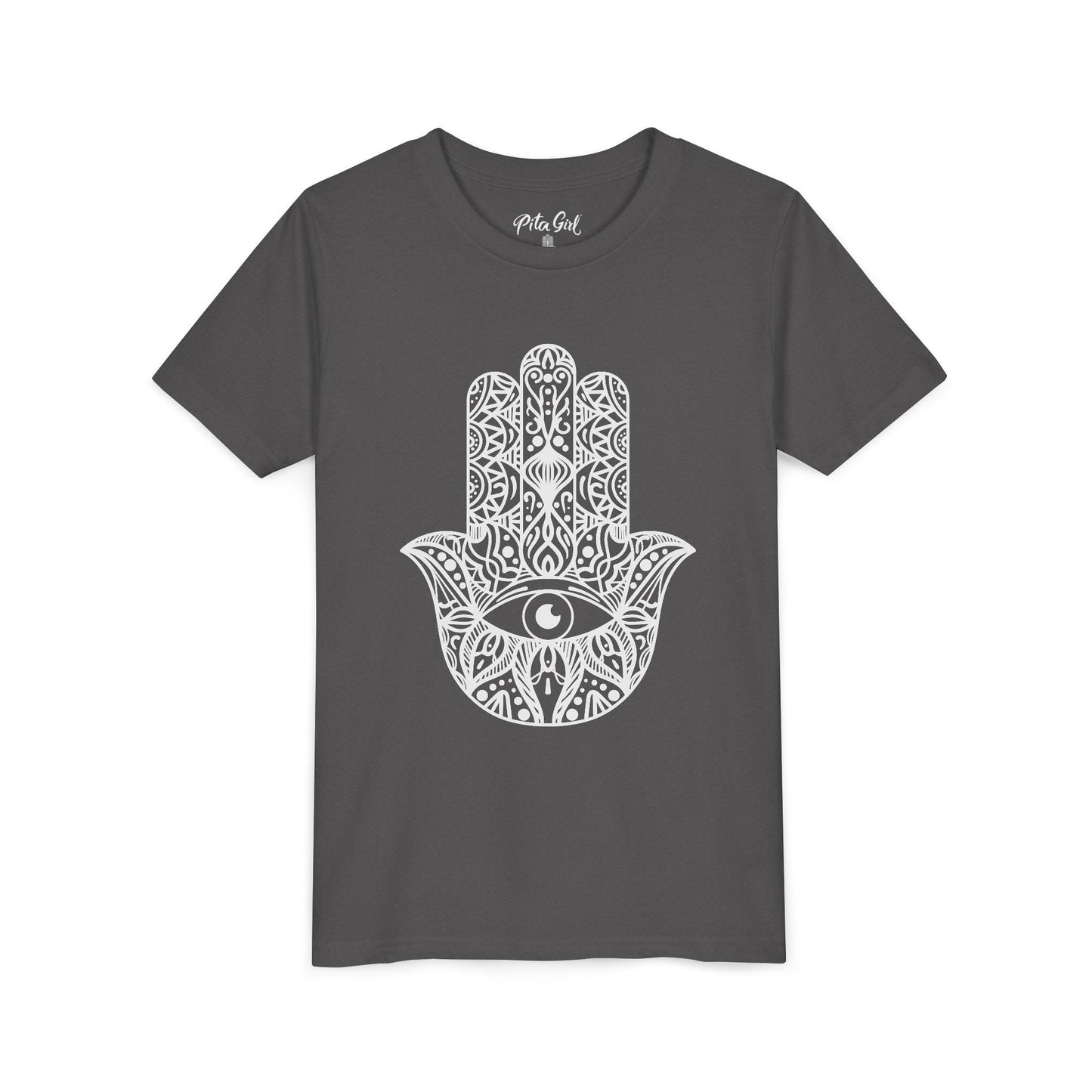 Youth Short Sleeve Tee with Hamsa Design - Boho Chic T-Shirt for Spiritual Kids