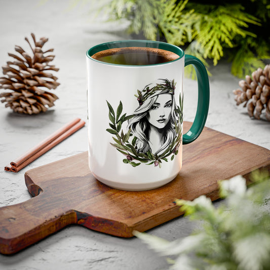 Pita Girl Coffee Mug - 15oz Beautiful Herbal Design