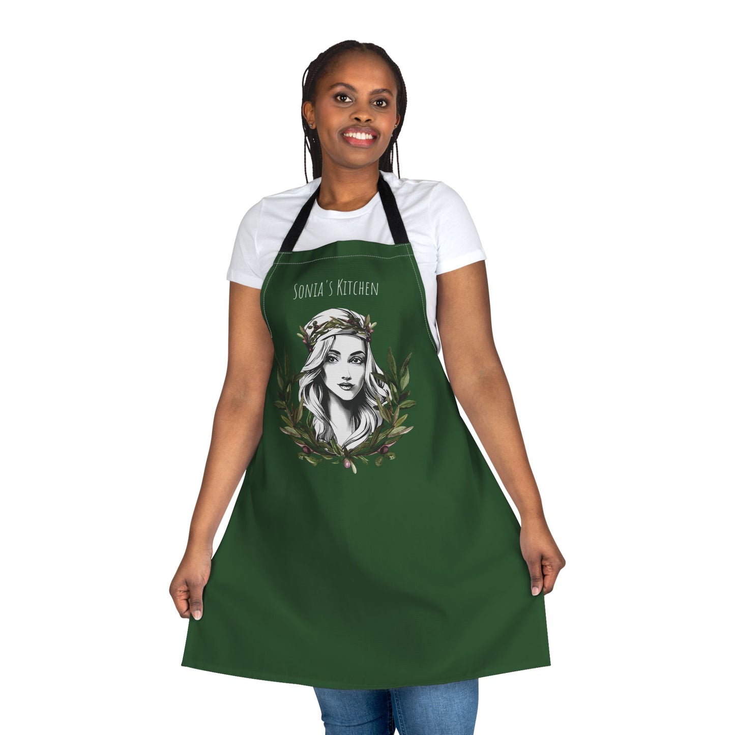 Personalized Pita Girl Wreath Apron with 5-Color Straps - Perfect for Cooking & Gift Giving