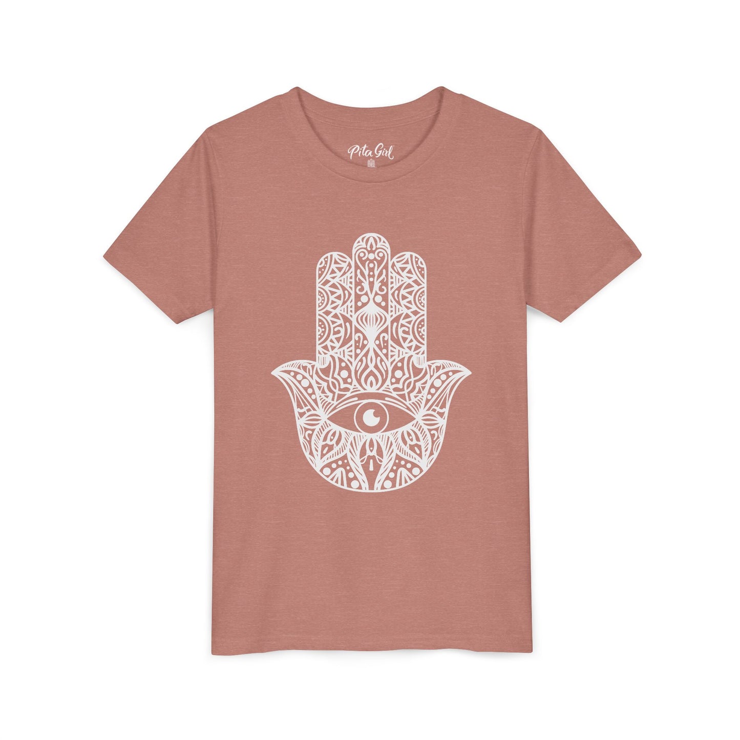 Youth Short Sleeve Tee with Hamsa Design - Boho Chic T-Shirt for Spiritual Kids