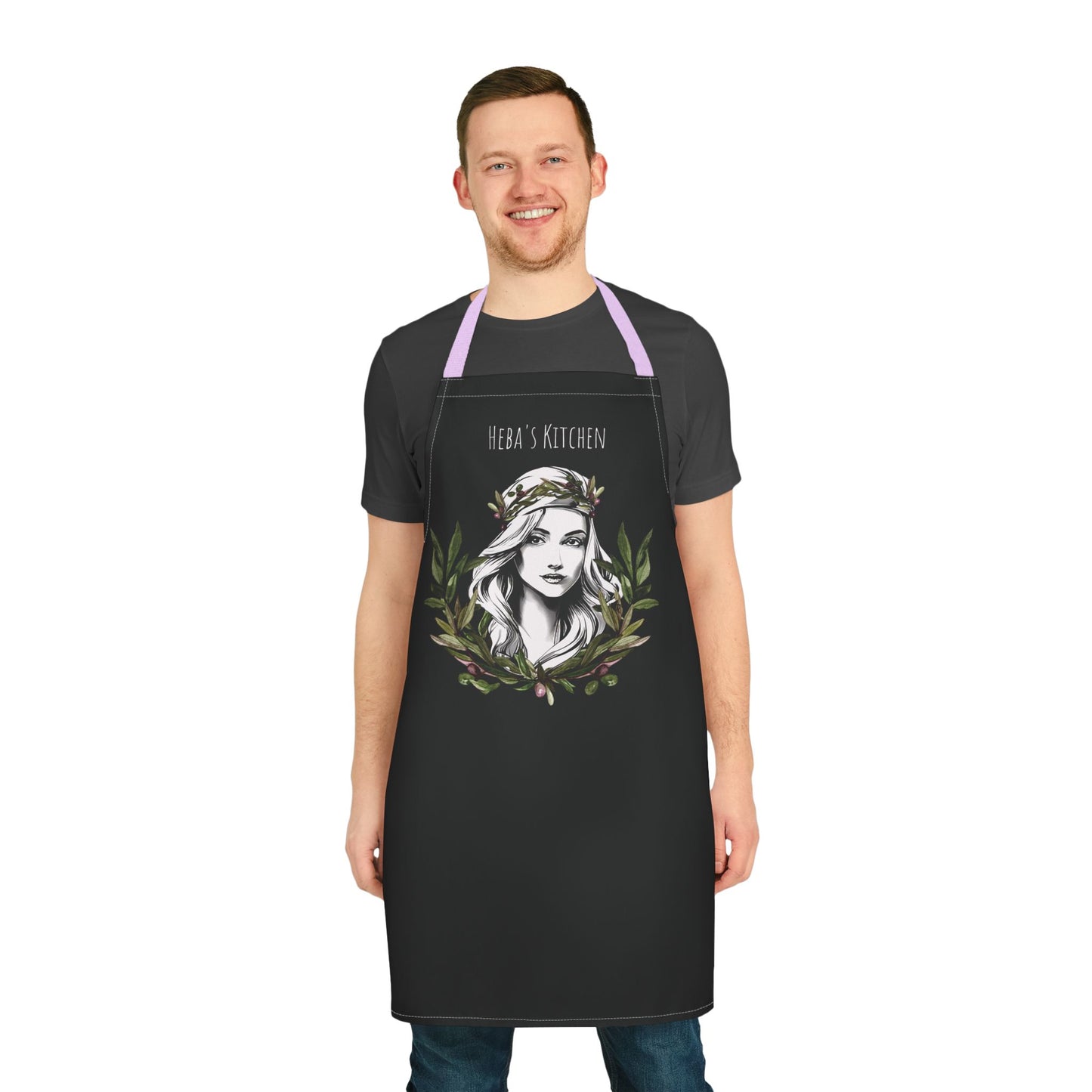 Personalized Pita Girl Wreath Apron with 5-Color Straps - Perfect for Cooking & Gift Giving