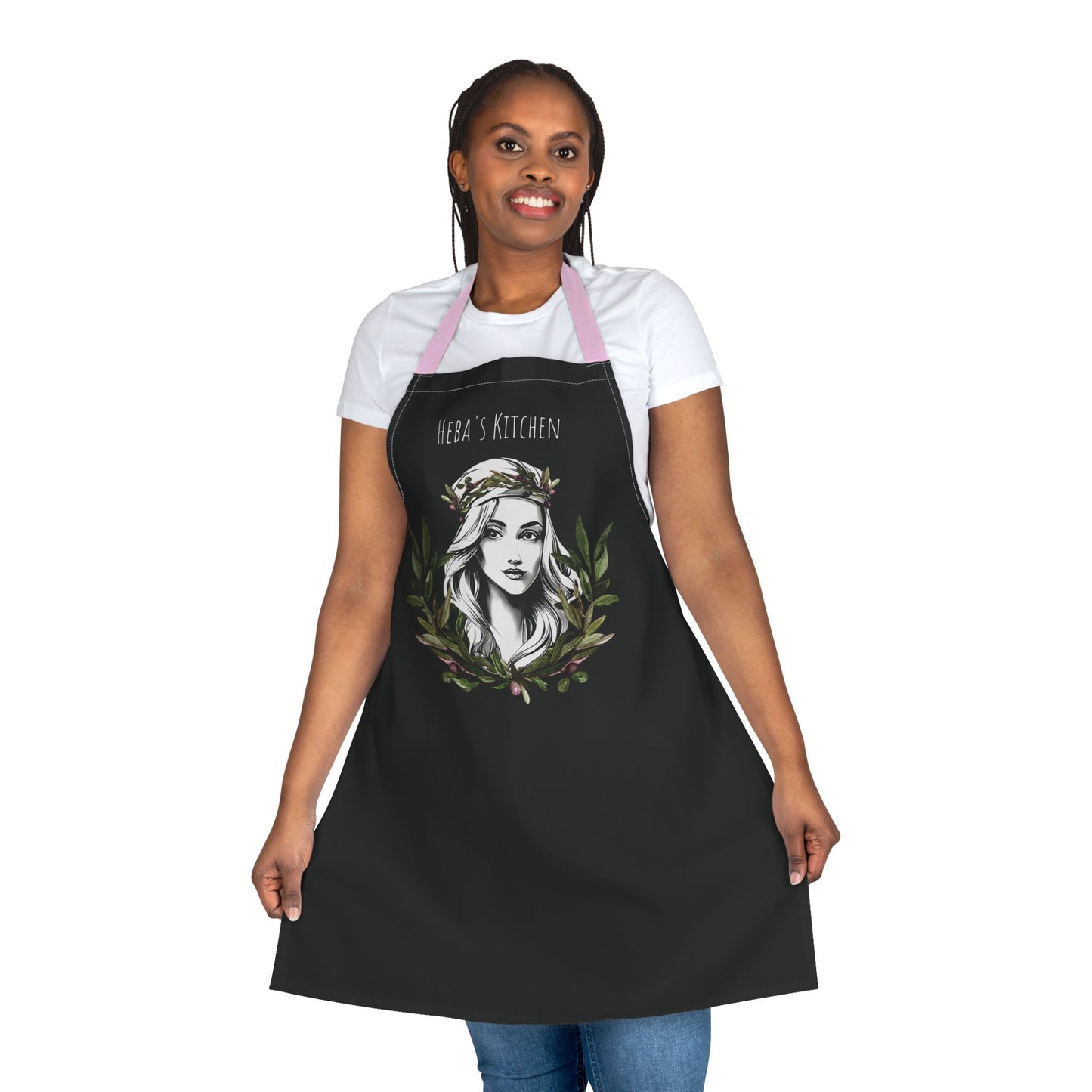 Personalized Pita Girl Wreath Apron with 5-Color Straps - Perfect for Cooking & Gift Giving