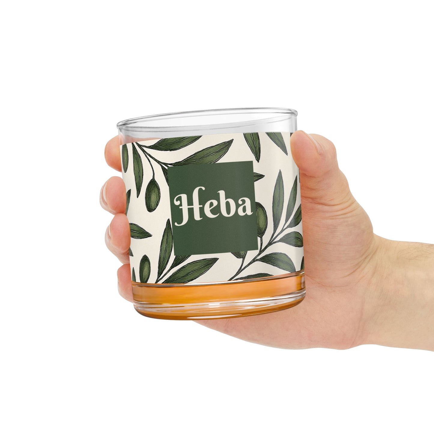 Personalized Botanical Olive Leaf Design Glass - 10oz Elegant Drinkware for Home Bar & Entertaining