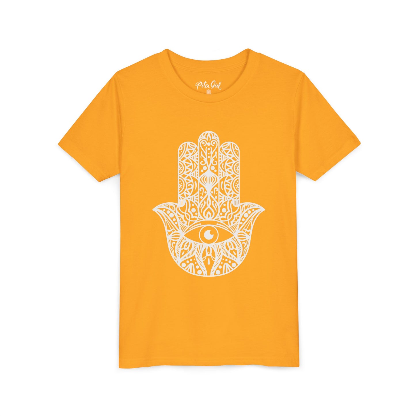 Youth Short Sleeve Tee with Hamsa Design - Boho Chic T-Shirt for Spiritual Kids