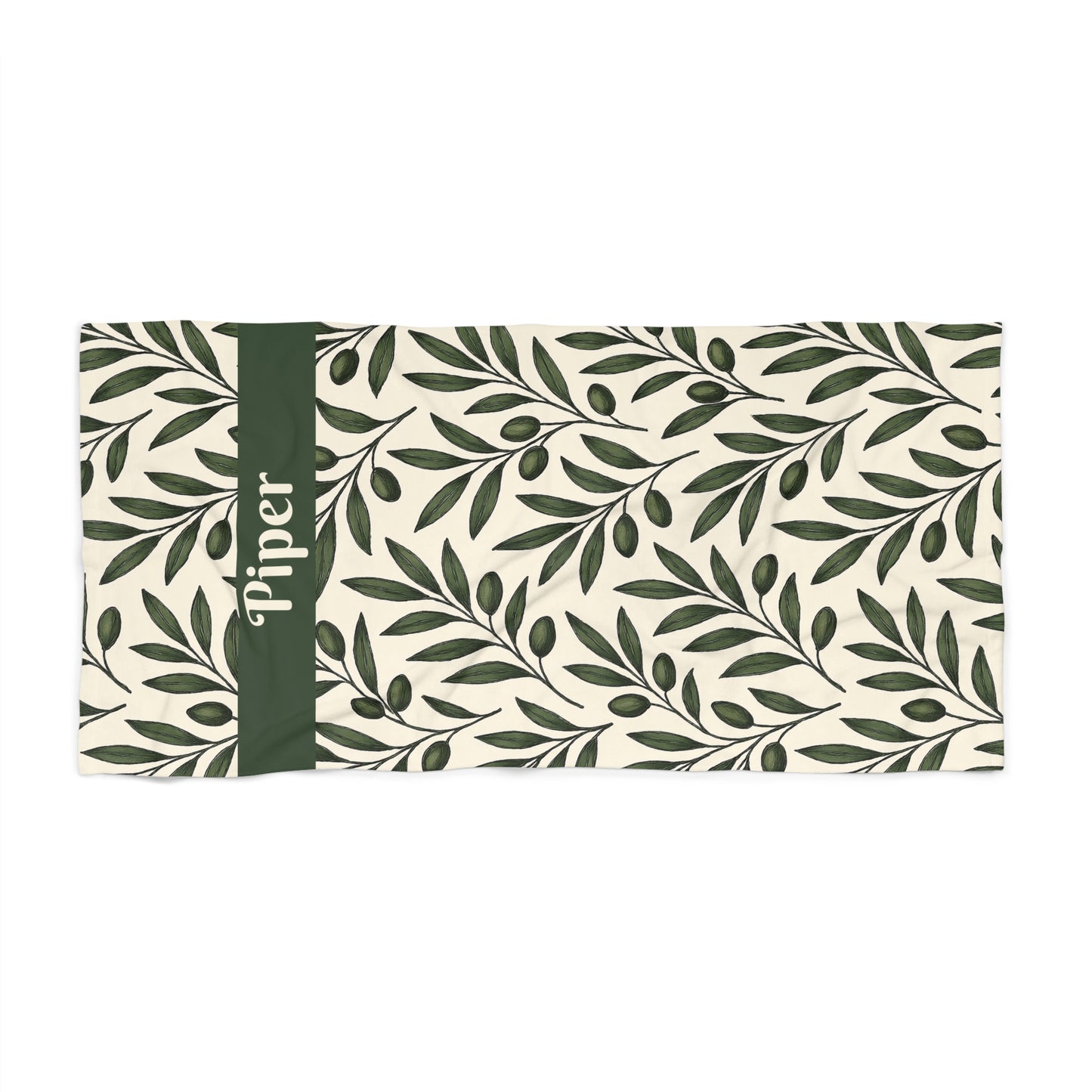 Personalized Olive Leaf Beach Towel | Stylish Summer Essential for Beach Lovers
