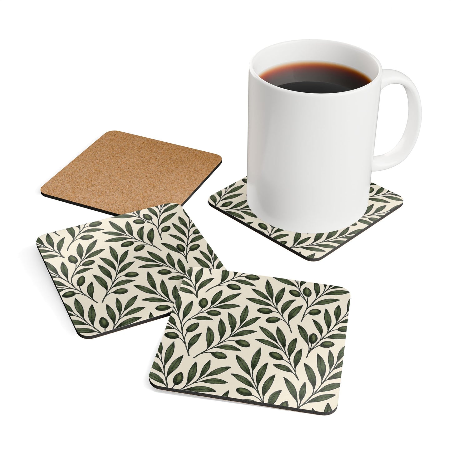 Pita Girl Olive Tree - 4 Piece Cork Coaster Set