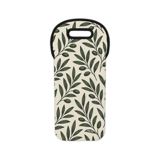Stylish Wine Tote Bag - Olive Leaf Design for Gifting & Picnics