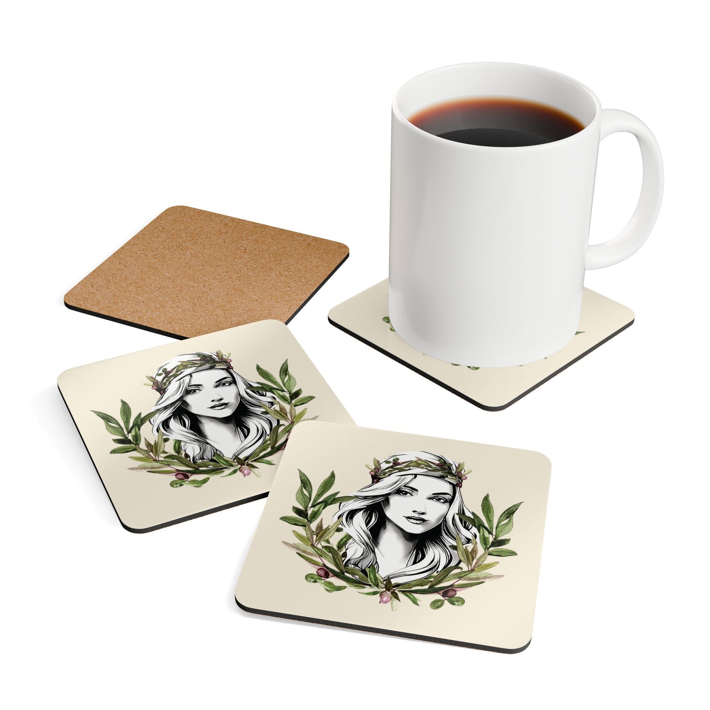 Pita Girl® - 4 Piece Cork Coaster Set