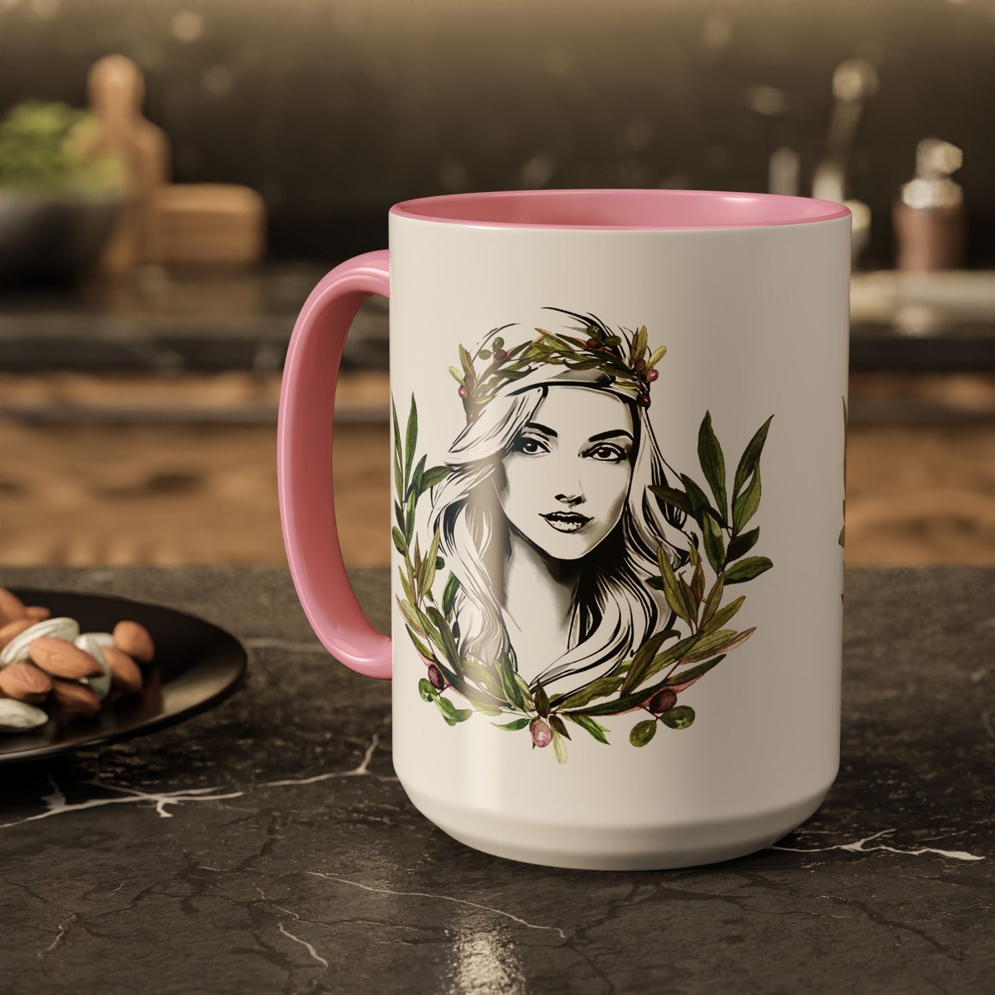 Pita Girl Coffee Mug - 15oz Beautiful Herbal Design
