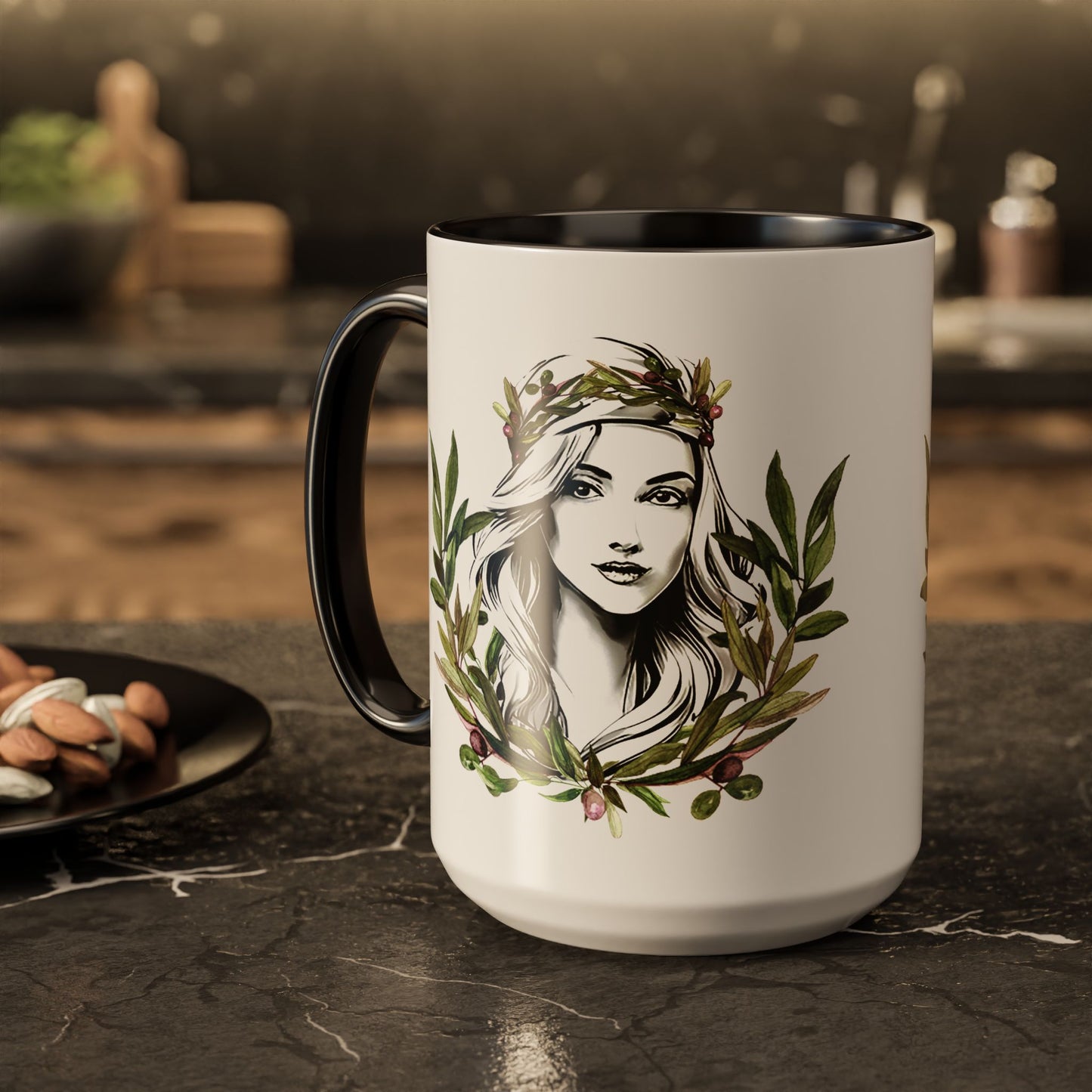 Pita Girl Coffee Mug - 15oz Beautiful Herbal Design