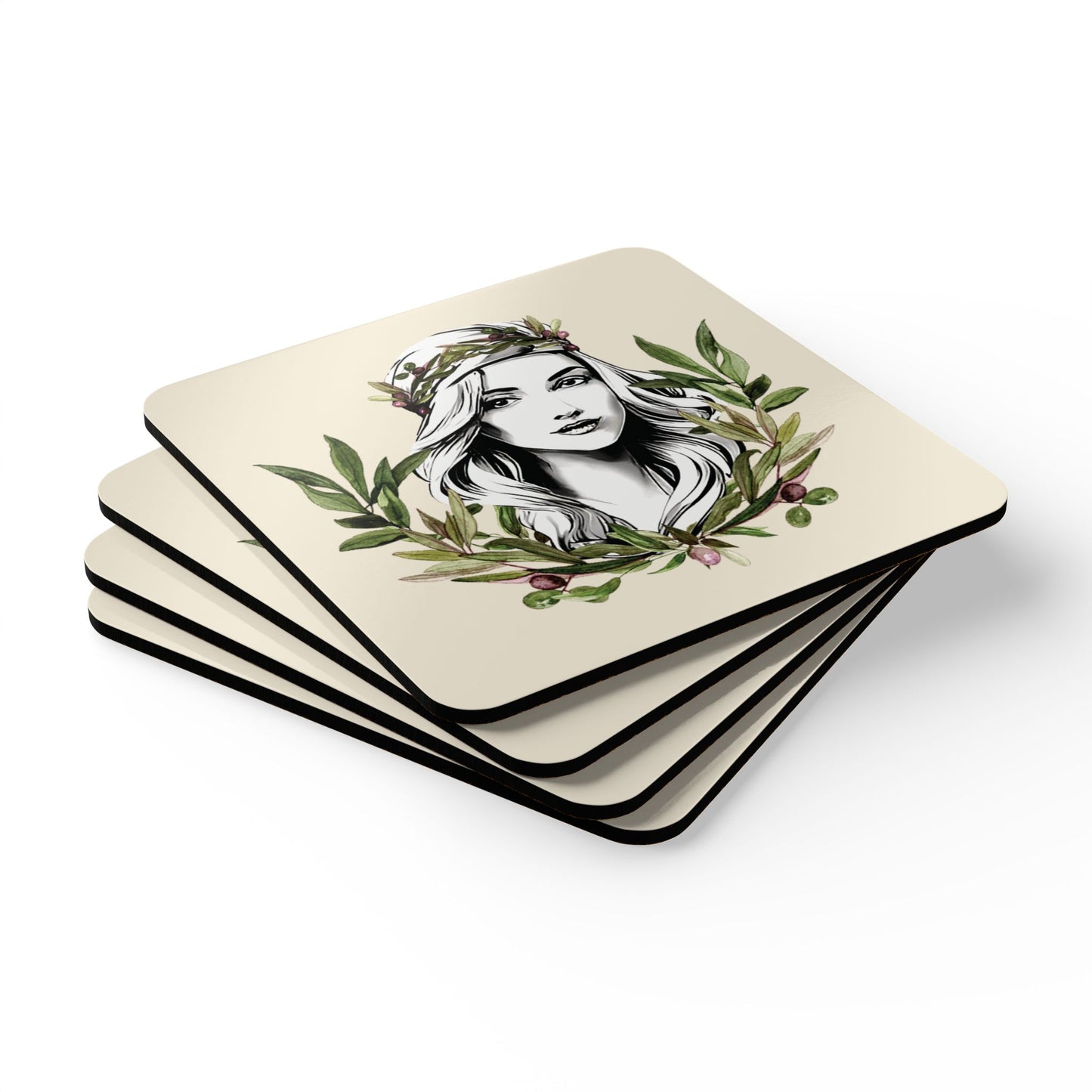 Pita Girl® - 4 Piece Cork Coaster Set